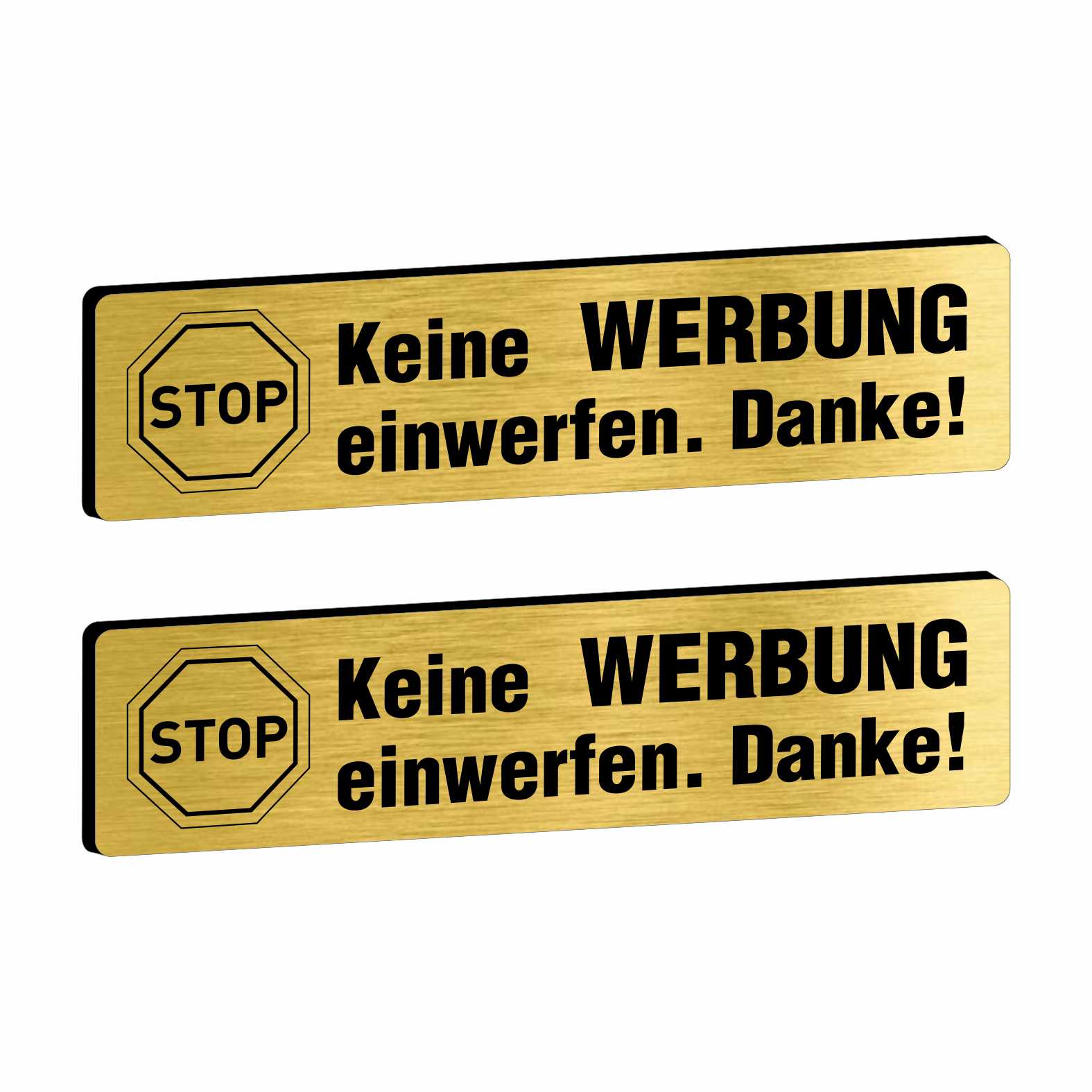 2x Bitte keine Werbung Briefkastenschild selbstklebend - Schild mit Gravur für Briefkasten - FOTOFOL