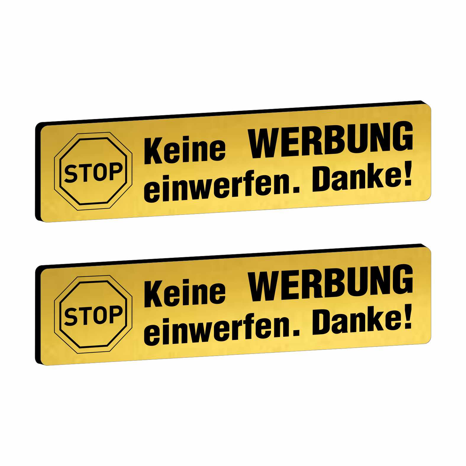 2x Bitte keine Werbung Briefkastenschild selbstklebend - Schild mit Gravur für Briefkasten - FOTOFOL