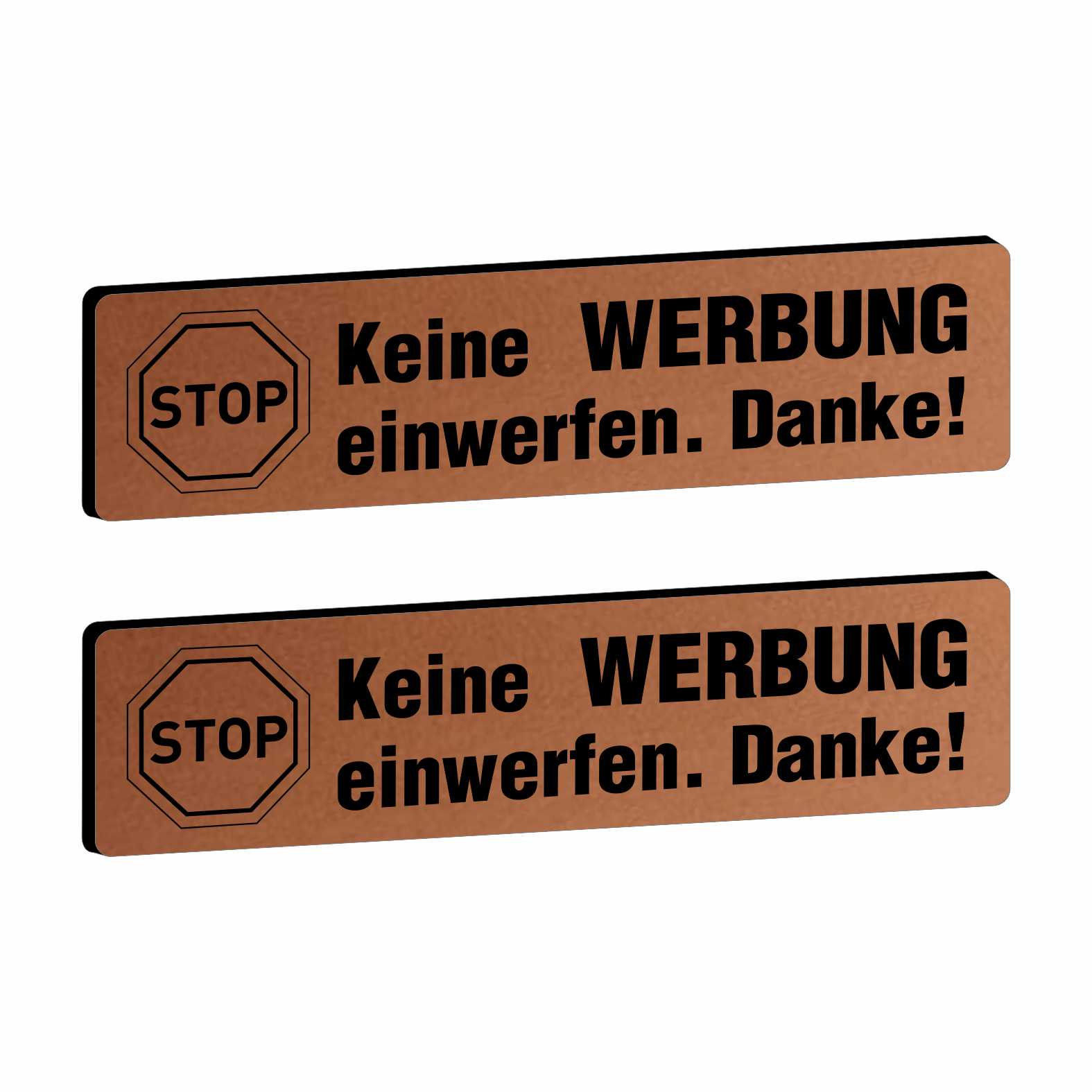 2x Bitte keine Werbung Briefkastenschild selbstklebend - Schild mit Gravur für Briefkasten - FOTOFOL