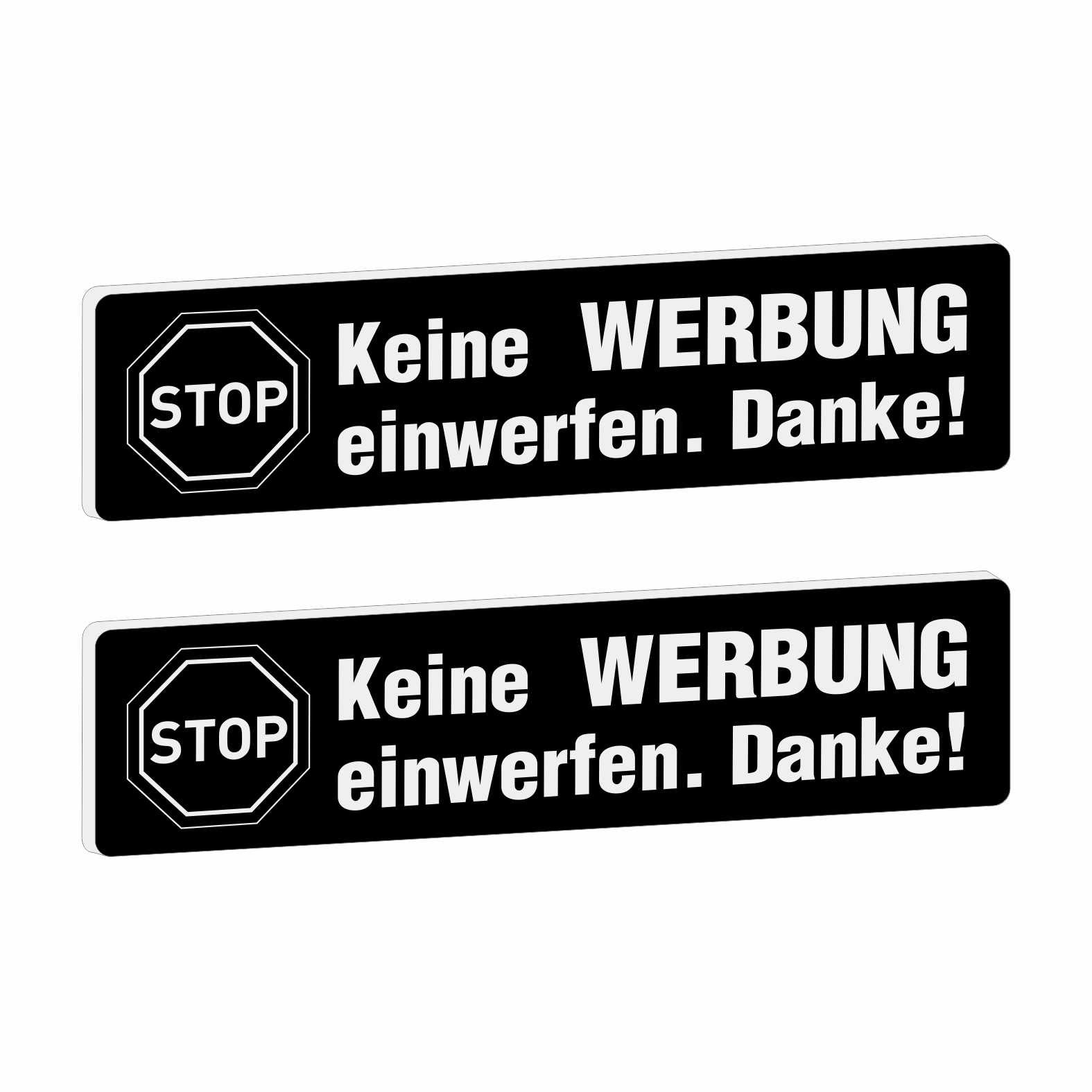 2x Bitte keine Werbung Briefkastenschild selbstklebend - Schild mit Gravur für Briefkasten - FOTOFOL