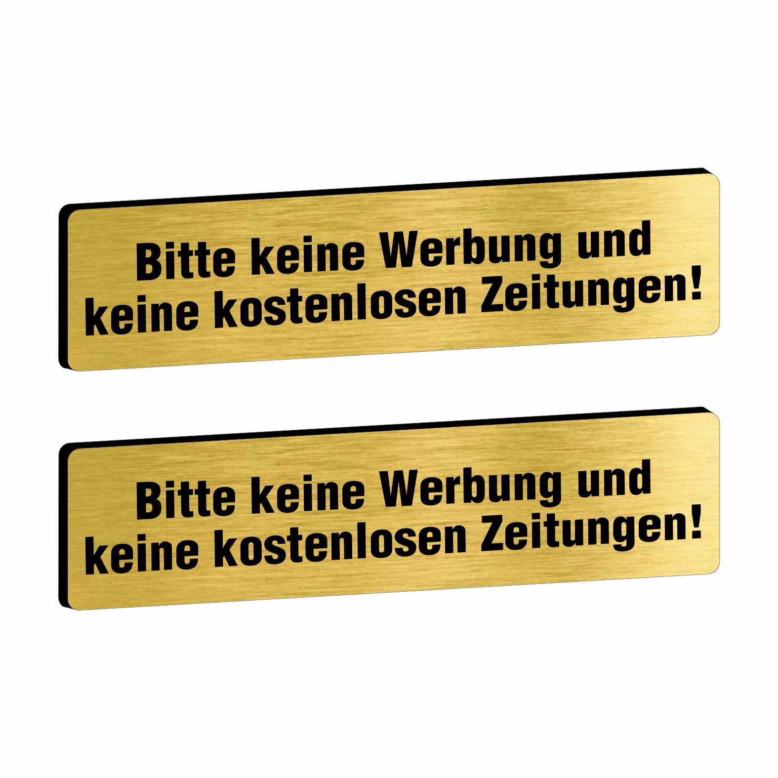 2x Bitte keine Werbung Briefkastenschild selbstklebend - Schild mit Gravur für Briefkasten - FOTOFOL