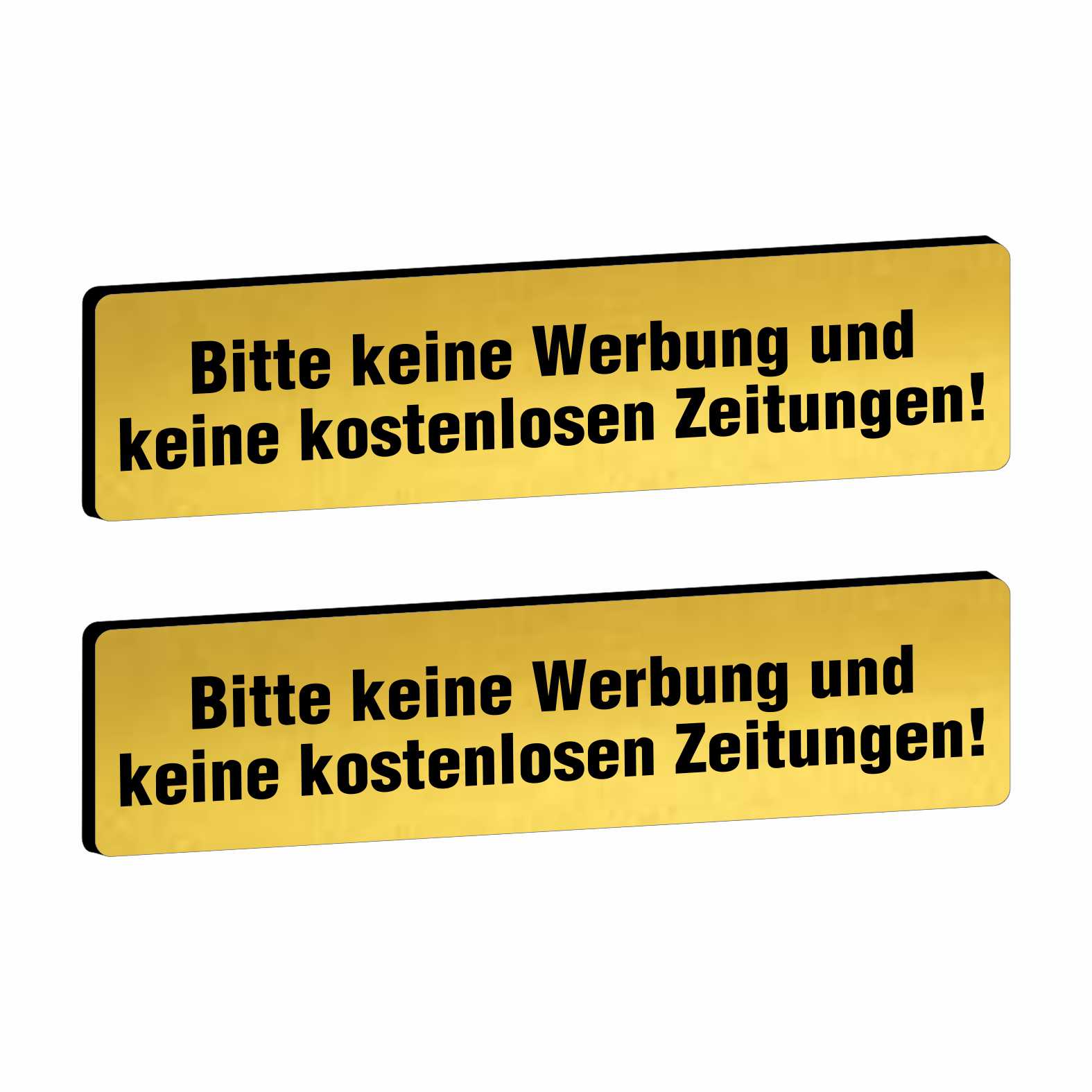 2x Bitte keine Werbung Briefkastenschild selbstklebend - Schild mit Gravur für Briefkasten - FOTOFOL