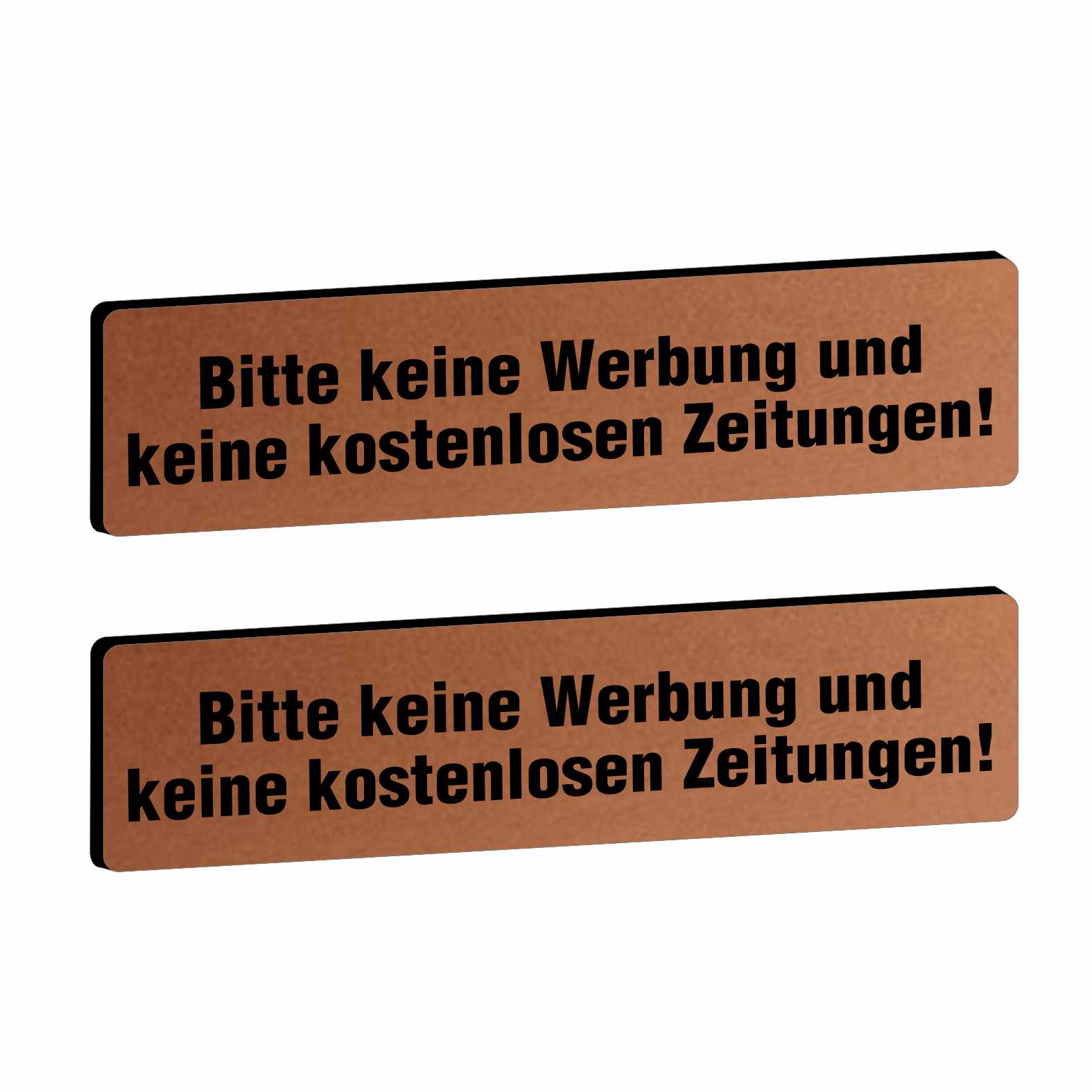 2x Bitte keine Werbung Briefkastenschild selbstklebend - Schild mit Gravur für Briefkasten - FOTOFOL