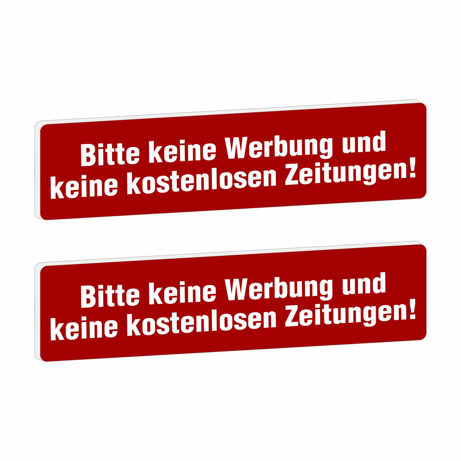 2x Bitte keine Werbung Briefkastenschild selbstklebend - Schild mit Gravur für Briefkasten - FOTOFOL