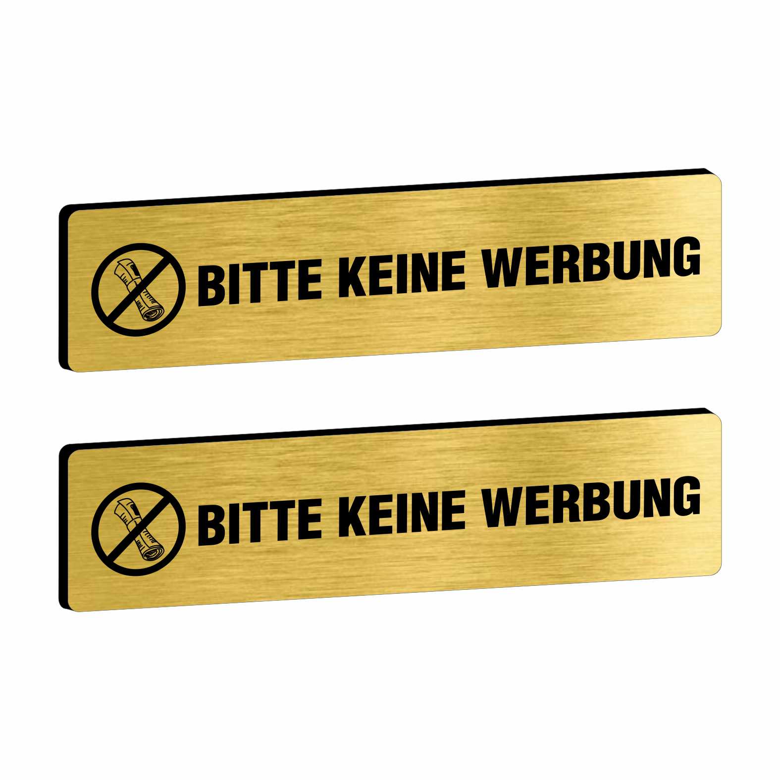2x Bitte keine Werbung Briefkastenschild selbstklebend - Schild mit Gravur für Briefkasten - FOTOFOL