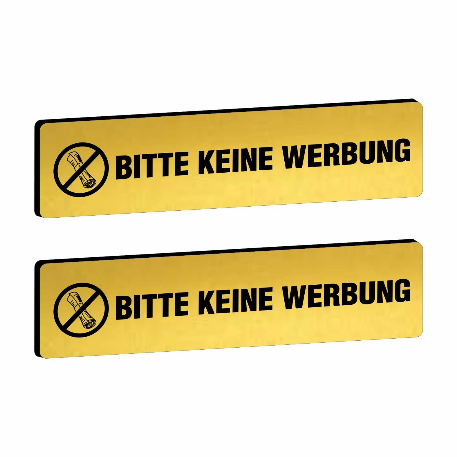2x Bitte keine Werbung Briefkastenschild selbstklebend - Schild mit Gravur für Briefkasten - FOTOFOL