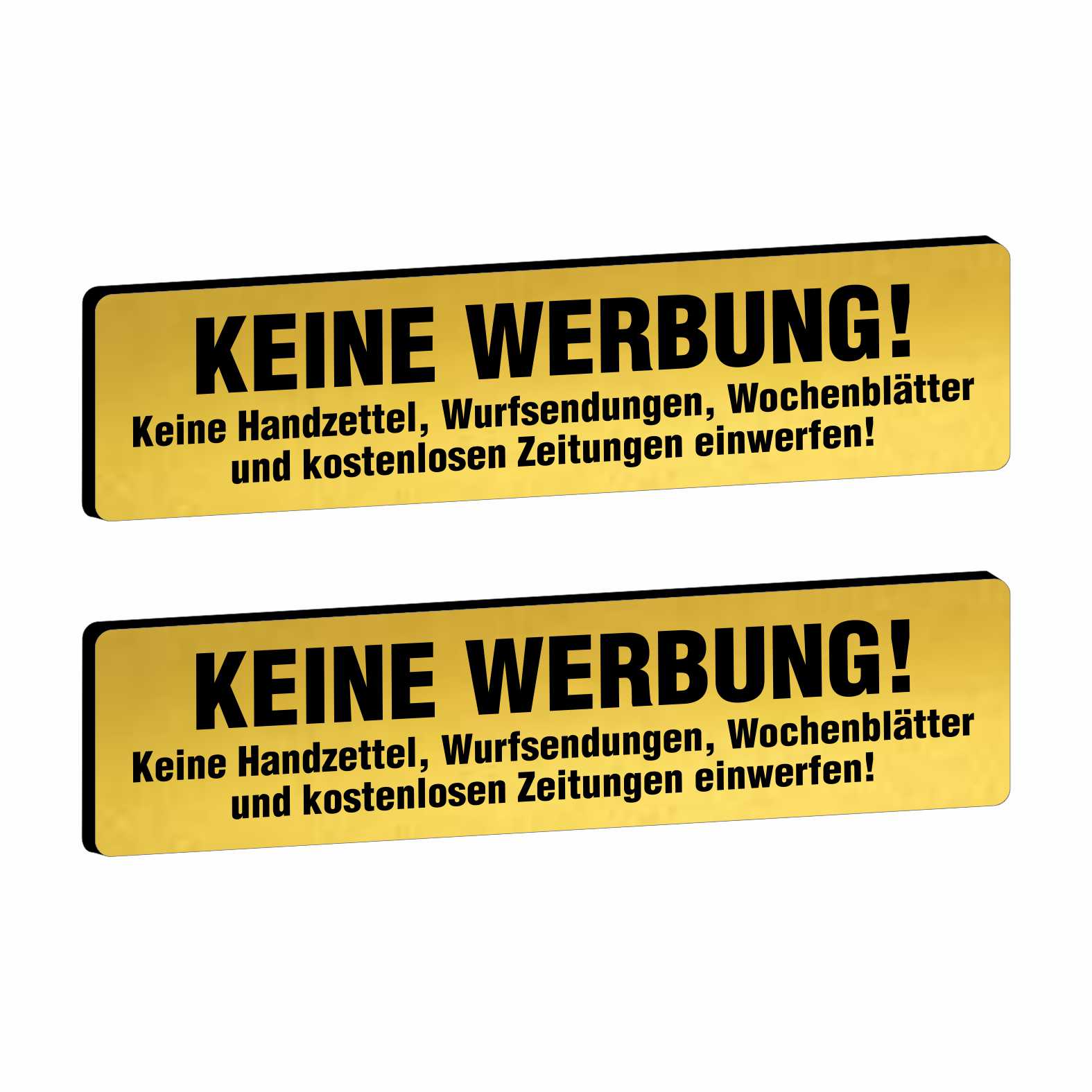 2x Bitte keine Werbung Briefkastenschild selbstklebend - Schild mit Gravur für Briefkasten - FOTOFOL