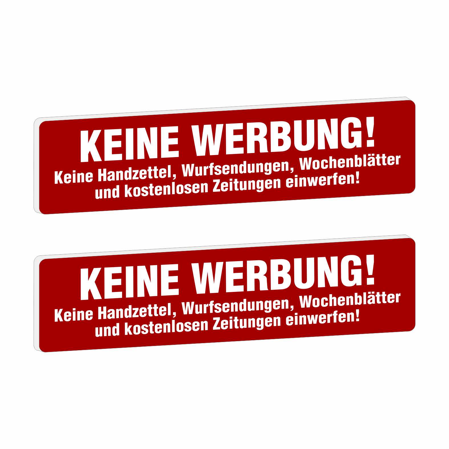 2x Bitte keine Werbung Briefkastenschild selbstklebend - Schild mit Gravur für Briefkasten - FOTOFOL
