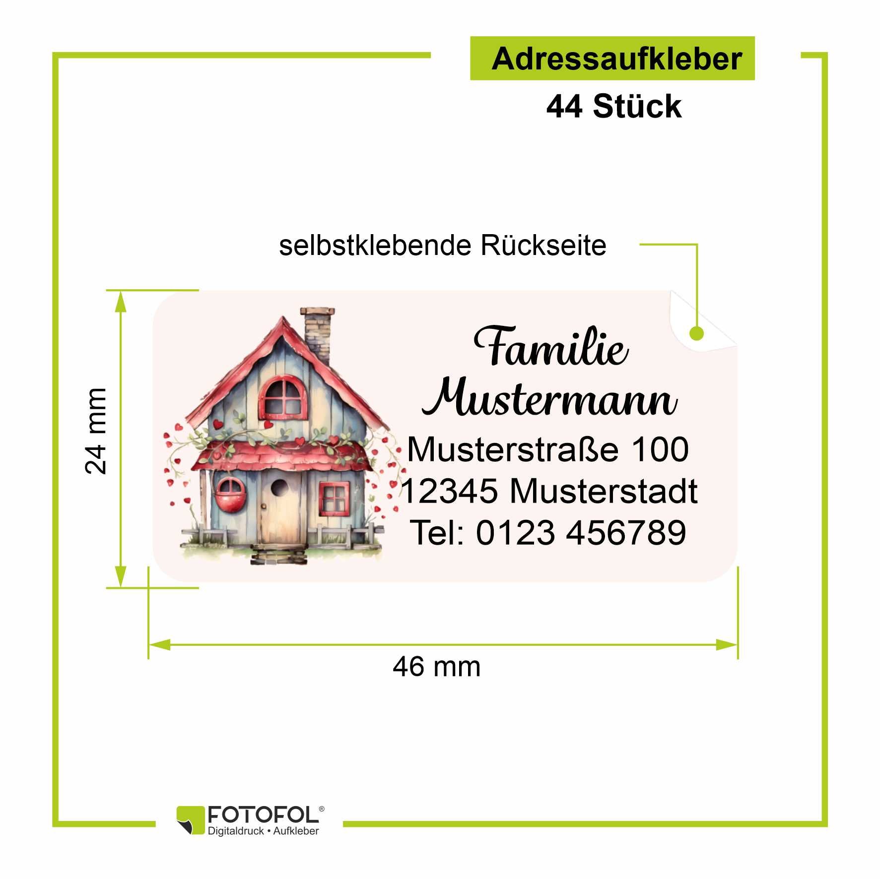 FOTOFOL Individuelle Adressaufkleber mit vielen Motiven & Farben | Kleine Adressaufkleber & Adressetiketten selbst gestalten | Adressetiketten/Adressaufkleber in höchster Qualität | Ideal für das Versenden Ihrer Briefe oder Pakete