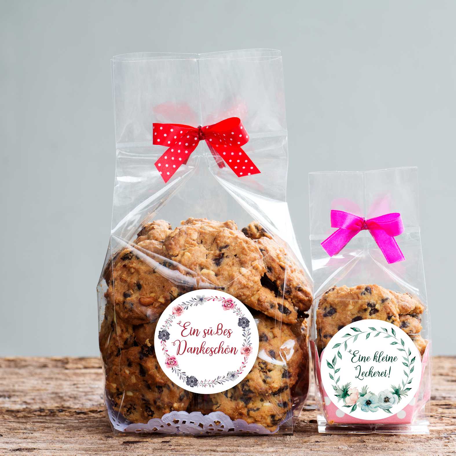 Personalisierte Aufkleber Geburtstag "Rosa Blumenkranz"- 24 Stück - 4,5cm - FOTOFOL