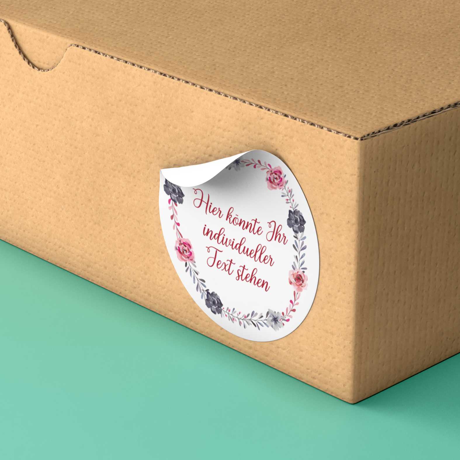 Personalisierte Aufkleber "Rosa Blau Blumenkranz"- 24 Stück - 4,5cm - FOTOFOL