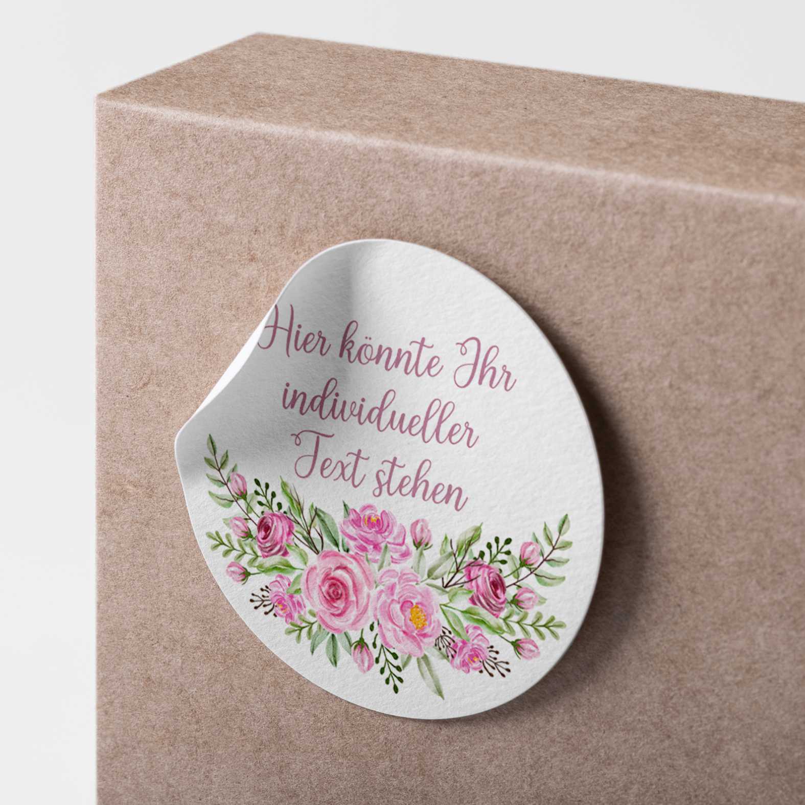 Personalisierte Aufkleber "Rosa Rosen"- 24 Stück - 4,5cm - FOTOFOL