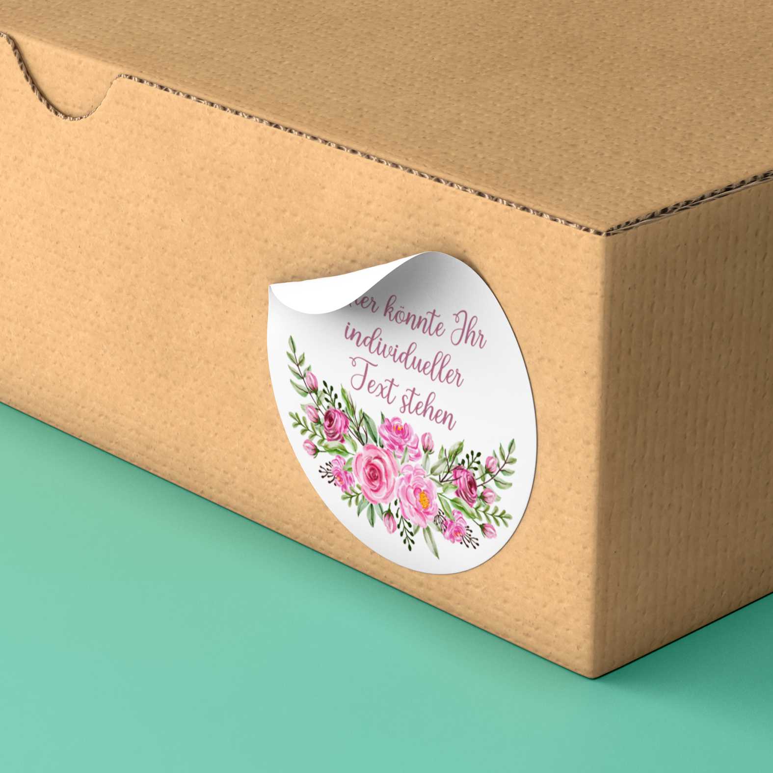 Personalisierte Aufkleber "Rosa Rosen"- 24 Stück - 4,5cm - FOTOFOL