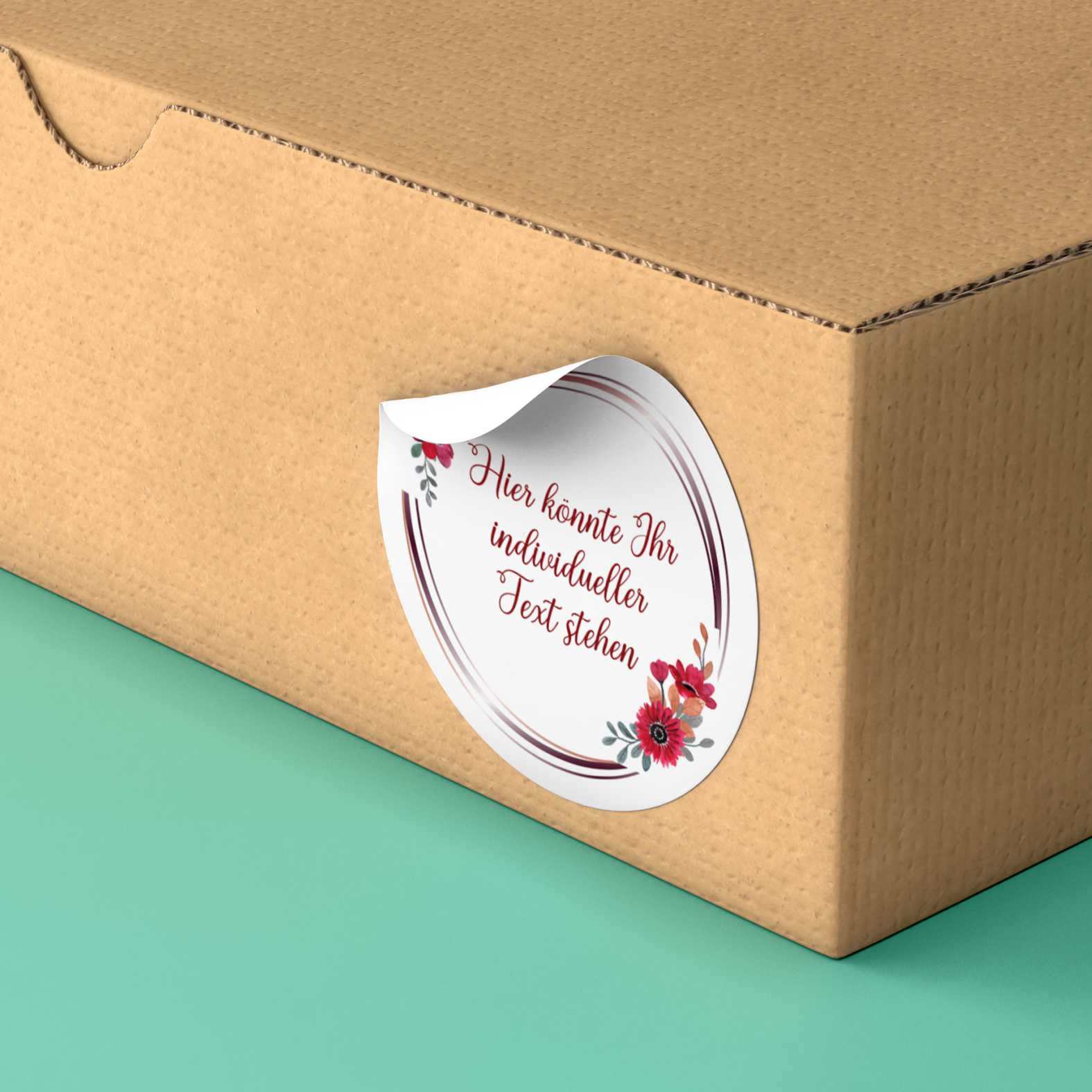 Personalisierte Aufkleber "Bordeaux Blumen Kranz"- 24 Stück - 4,5cm - FOTOFOL