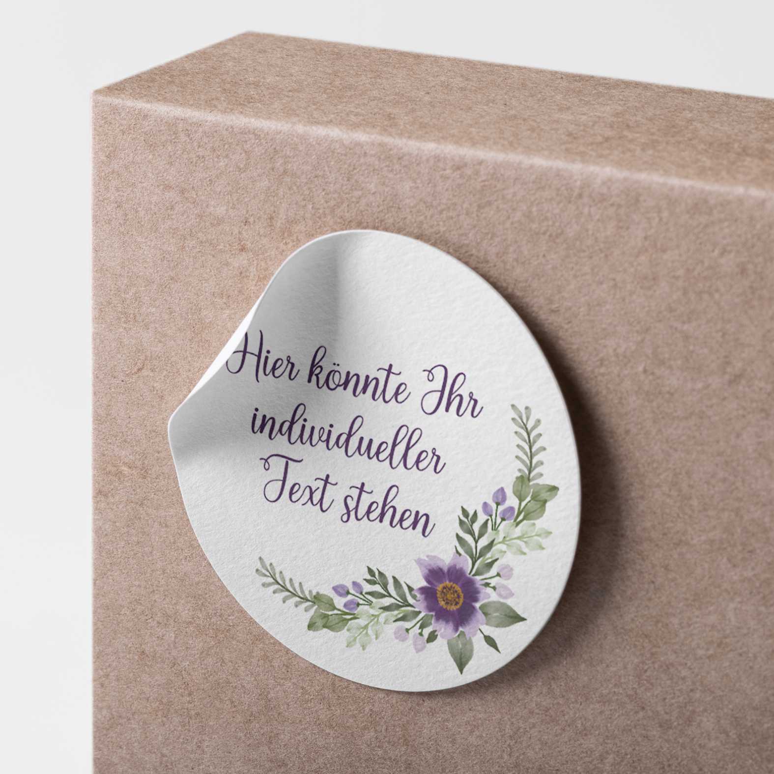 Personalisierte Aufkleber "Blumen Zweige"- 24 Stück - 4,5cm - FOTOFOL