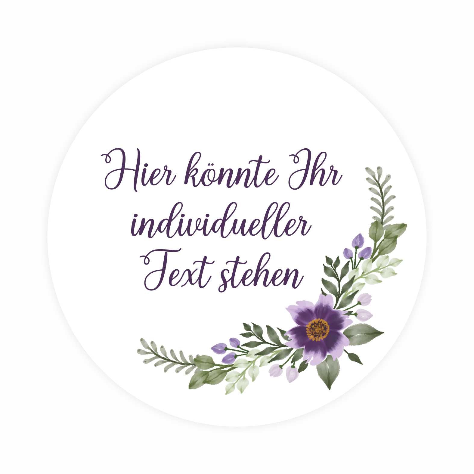 Personalisierte Aufkleber "Blumen Zweige"- 24 Stück - 4,5cm - FOTOFOL