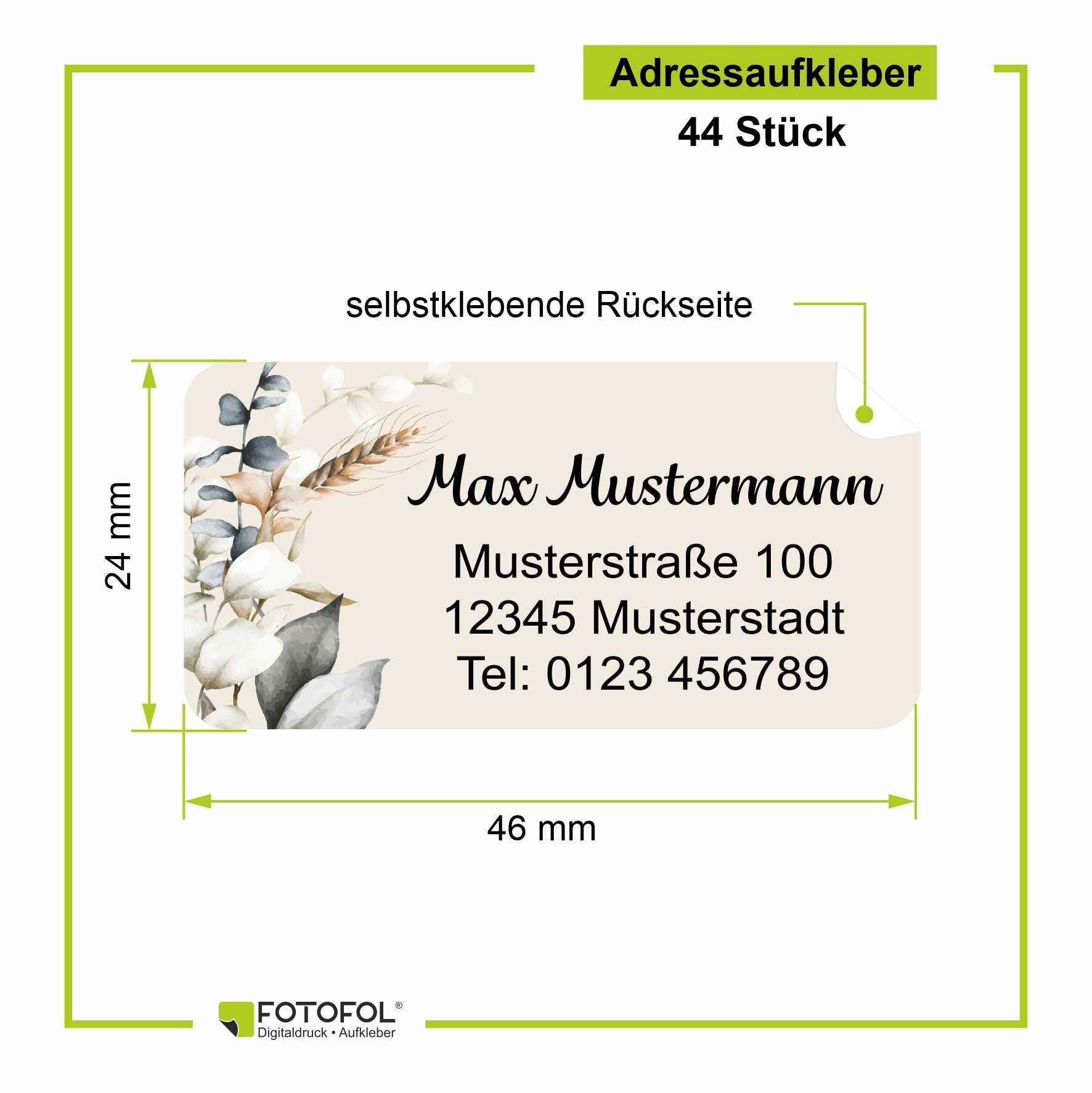 FOTOFOL Individuelle Adressaufkleber mit vielen Motiven & Farben | Kleine Adressaufkleber & Adressetiketten selbst gestalten | Adressetiketten/Adressaufkleber in höchster Qualität | Ideal für das Versenden Ihrer Briefe oder Pakete