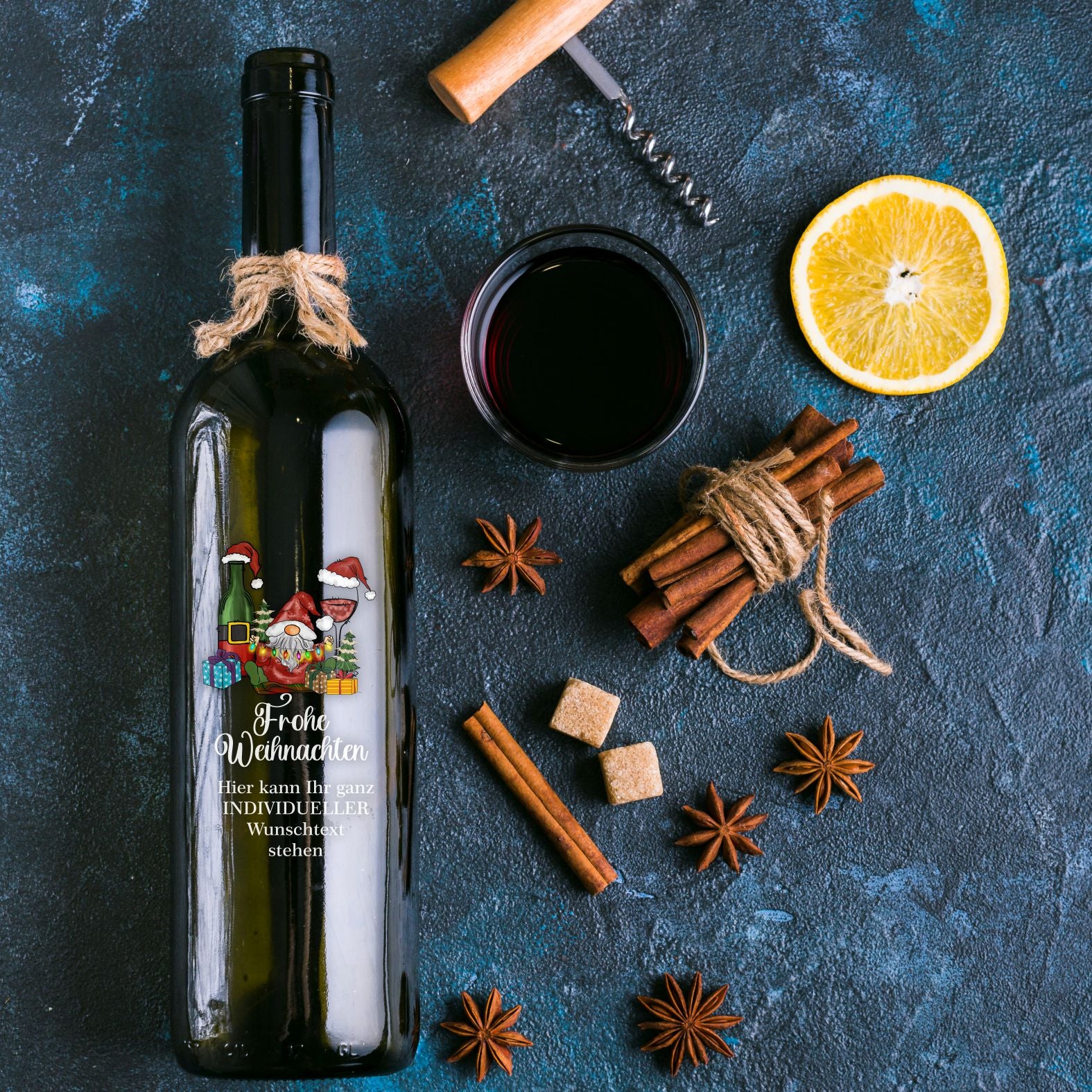 FOTOFOL - Weihnachten Flaschenetiketten personalisiert mit Wunschtext - transparente Aufkleber für Geschenk - weihnachtliche Flaschen Aufkleber