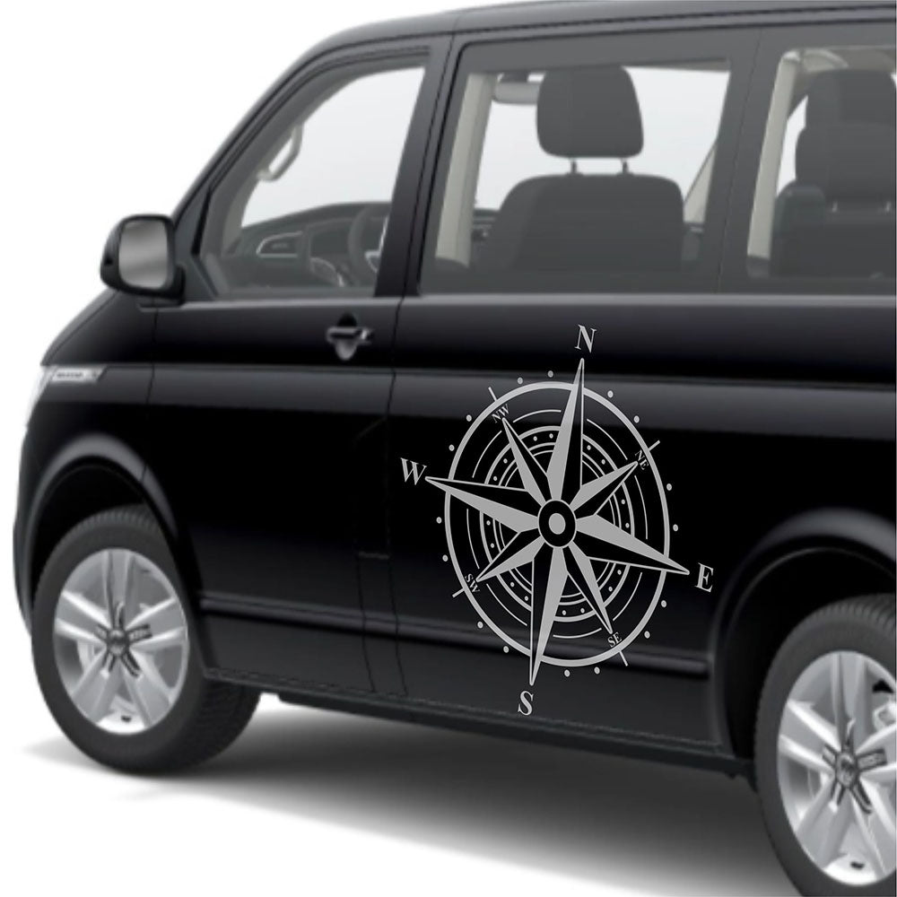Aufkleber Kompass Windrose - Aufkleber für Camper, Wohnmobil, Wohnwagen Fahrzeuge Karosserie - Offroad Sticker - Abenteuer Urlaub