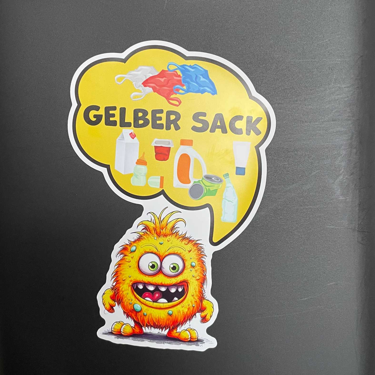 Lustige Aufkleber Monster Set Mülltrennung - Gelber Sack, Altglas, Altpapier, Restmüll, Biomüll- für Innen - FOTOFOL