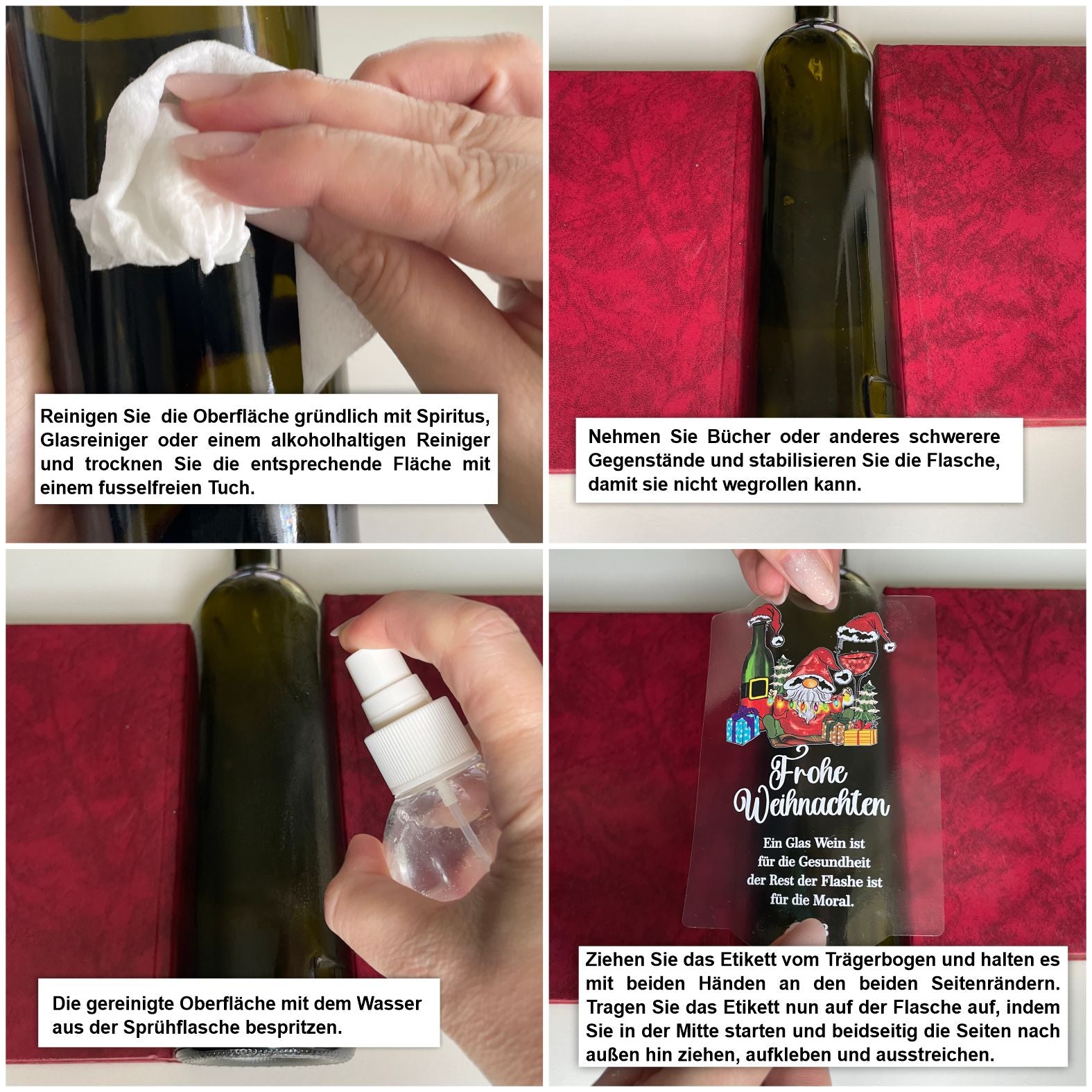 Flaschenetiketten Weihnachten personalisiert mit Wunschtext - Weihnachtsfest - FOTOFOL