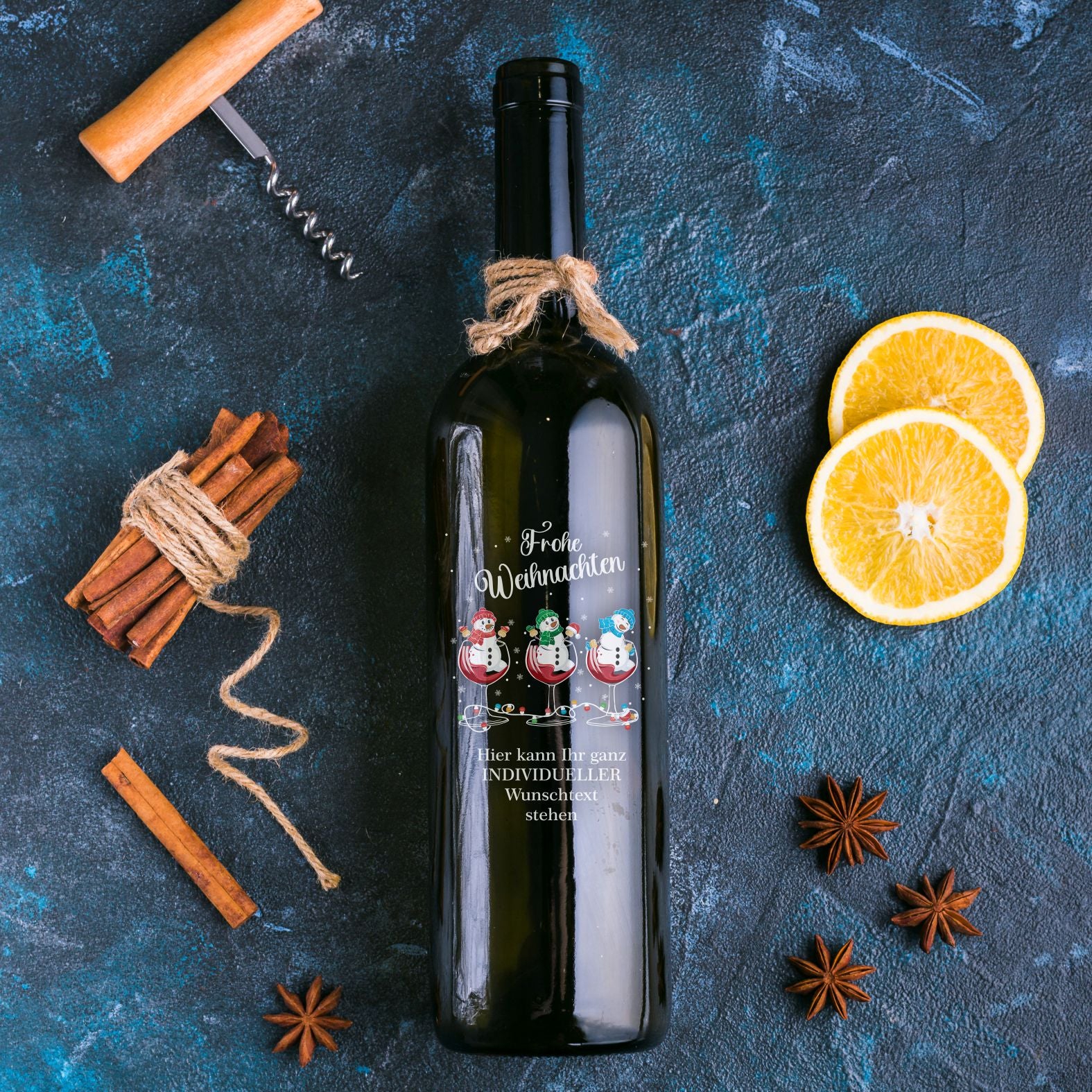 FOTOFOL - Weihnachten Flaschenetiketten personalisiert mit Wunschtext - transparente Aufkleber für Geschenk - weihnachtliche Flaschen Aufkleber