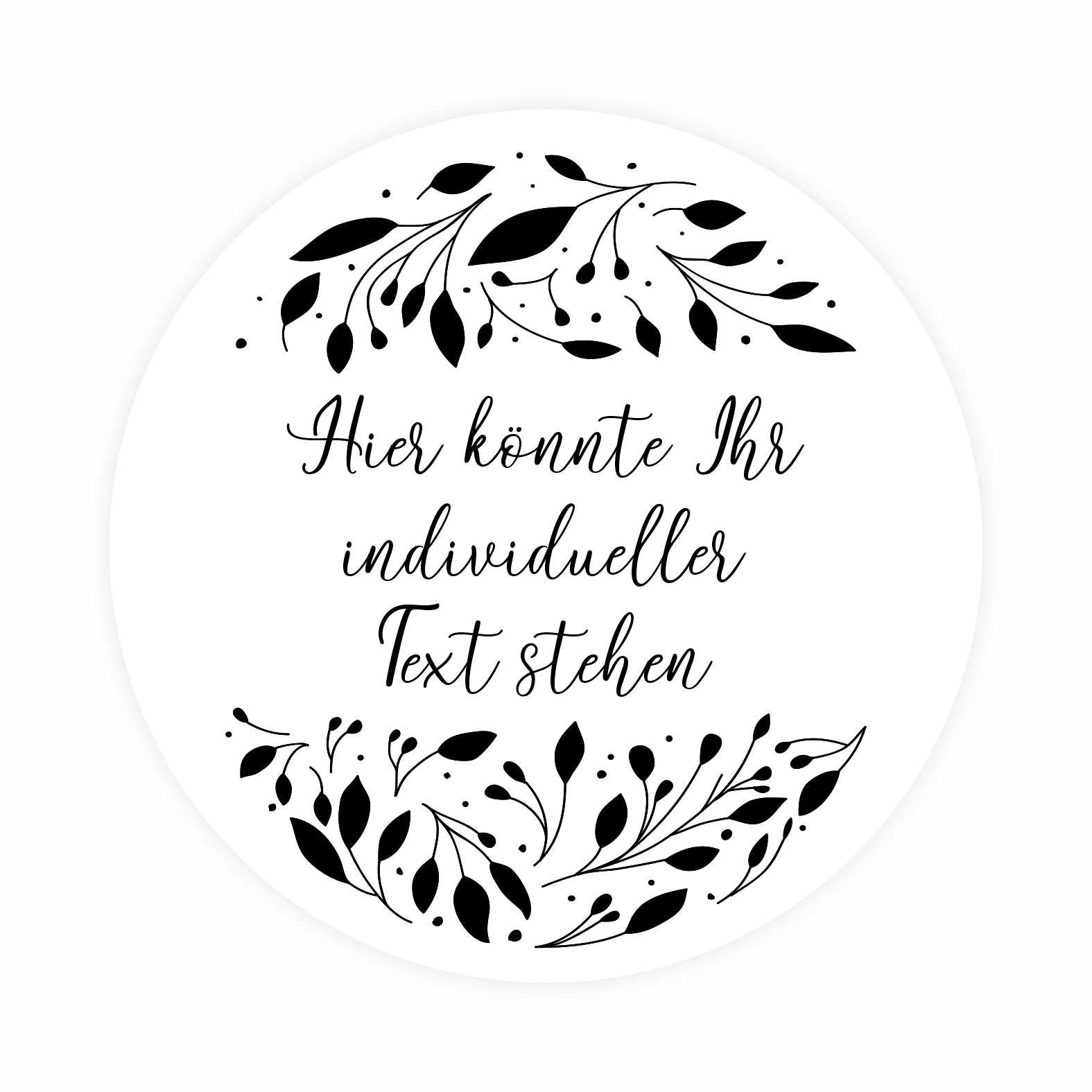 Personalisierte Aufkleber Geburtstag "Schwarze Blätter"- 24 Stück - 4,5cm - FOTOFOL
