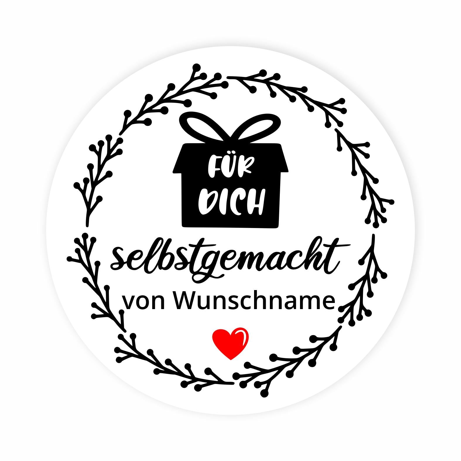 Selbstgemacht by Wunschname Aufkleber - 4,5 cm Runde Personalisierte Verkäuferetiketten - FOTOFOL
