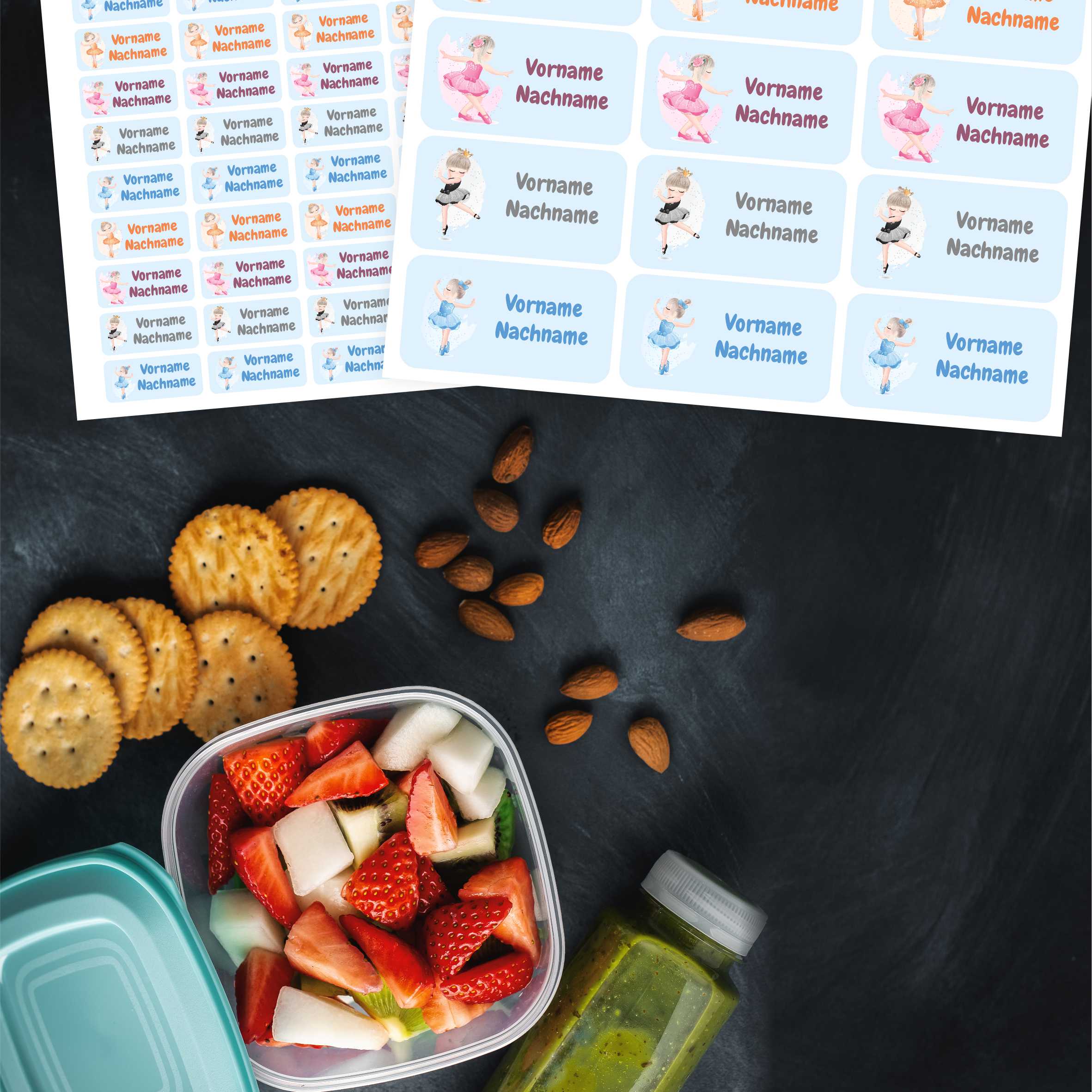 Namensaufkleber Set - personalisiert mit Wunschname für Stifte und alle Schulsachen - Ballerinen - FOTOFOL
