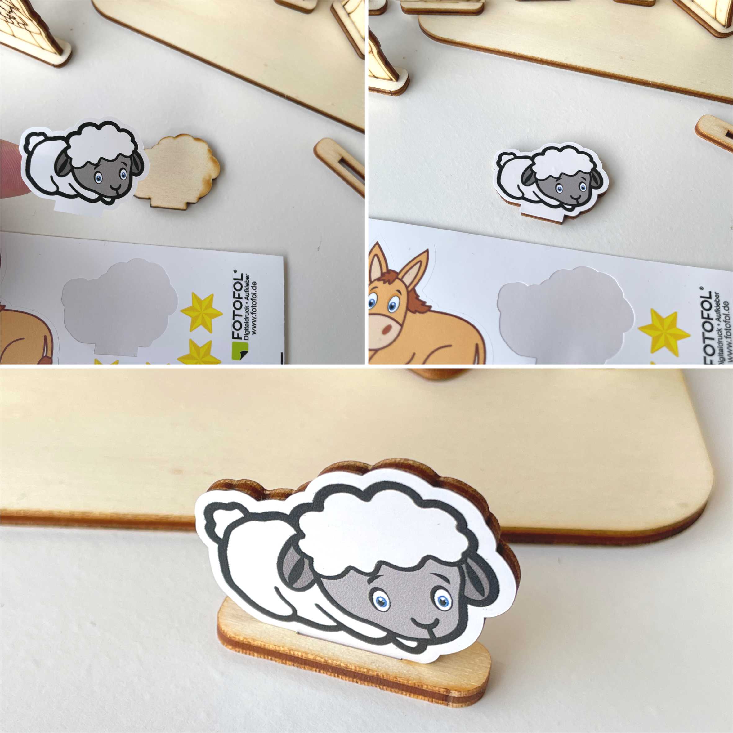 Bastelset Weihnachtskrippe aus Birkensperrholz mit Aufkleber - FOTOFOL