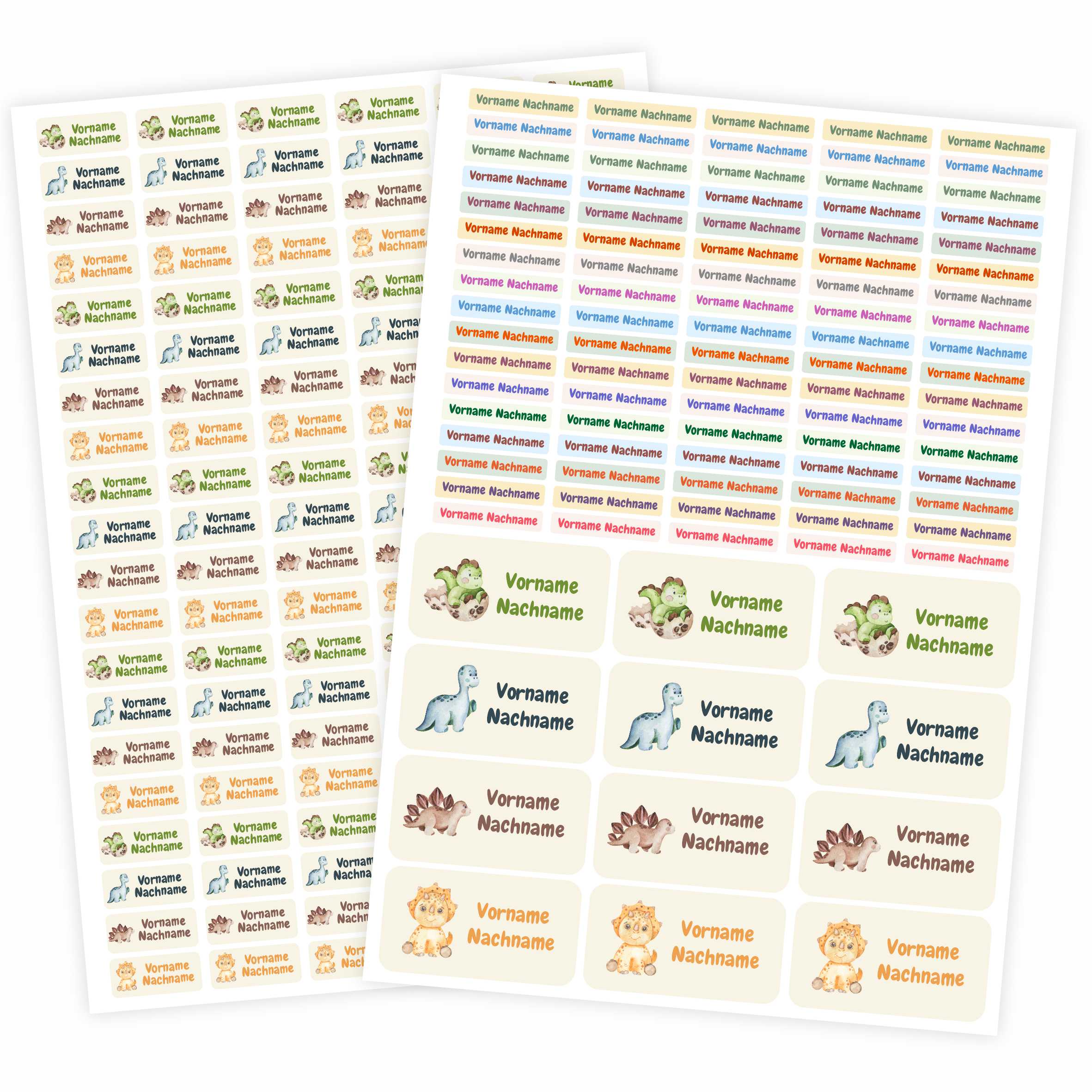 Namensaufkleber Set - personalisiert mit Wunschname für Stifte und alle Schulsachen - Dinosaurier - FOTOFOL