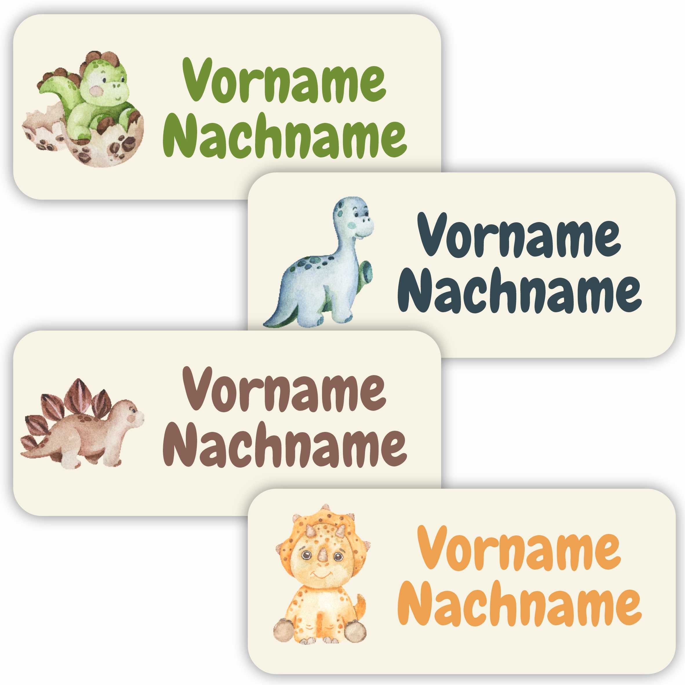 Namensaufkleber Set - personalisiert mit Wunschname für Stifte und alle Schulsachen - Dinosaurier - FOTOFOL