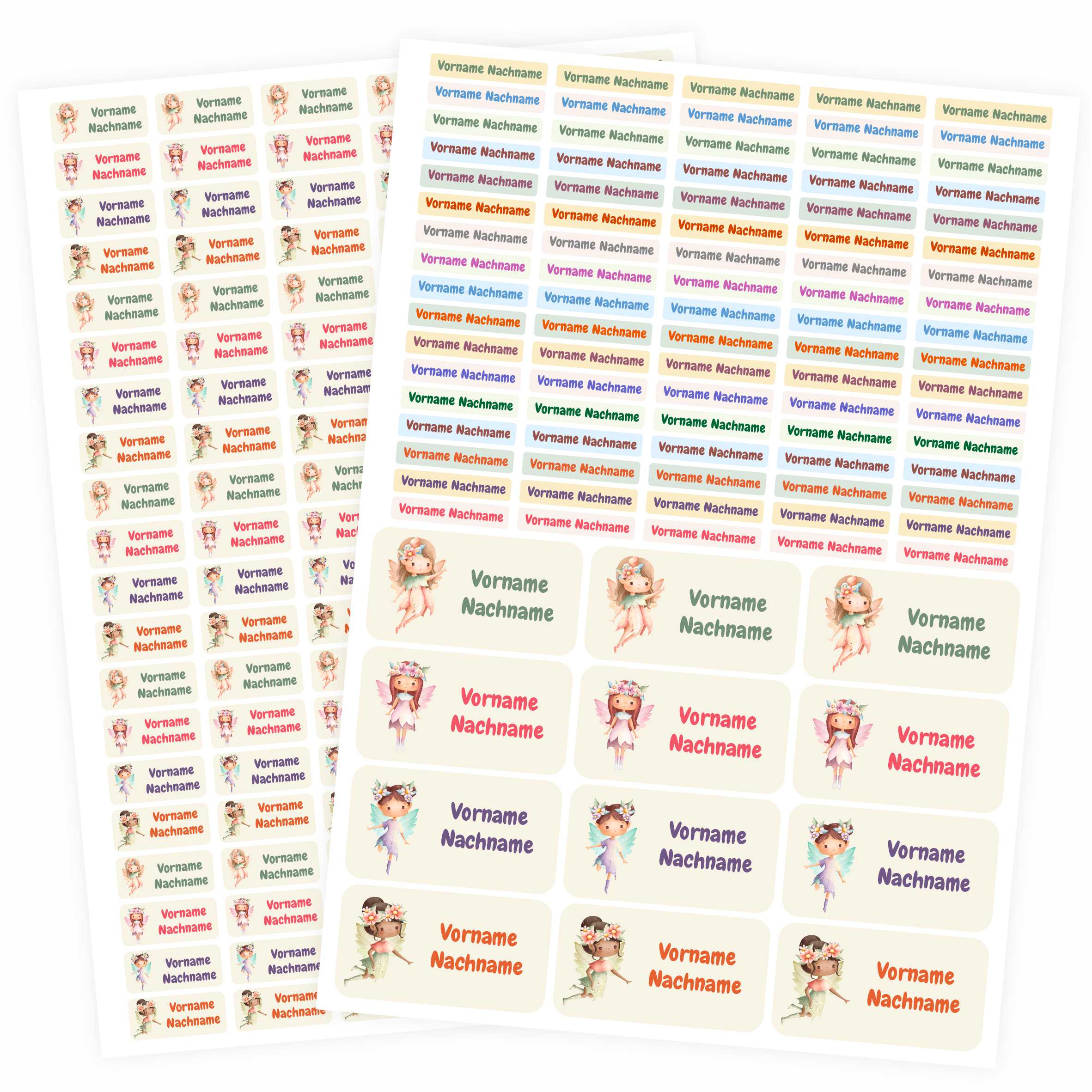 Namensaufkleber Set - personalisiert mit Wunschname für Stifte und alle Schulsachen - Feen - FOTOFOL