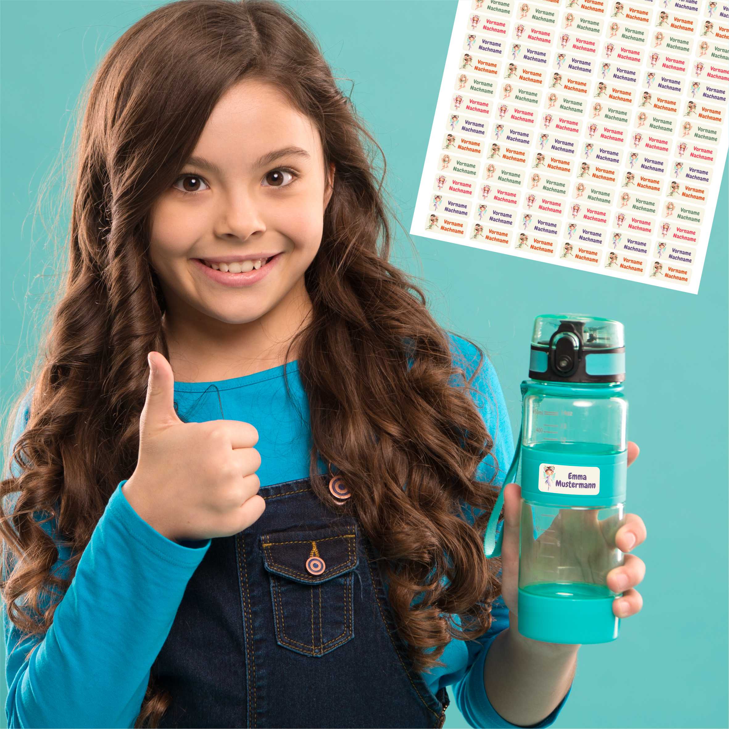 Namensaufkleber Set - personalisiert mit Wunschname für Stifte und alle Schulsachen - Feen - FOTOFOL