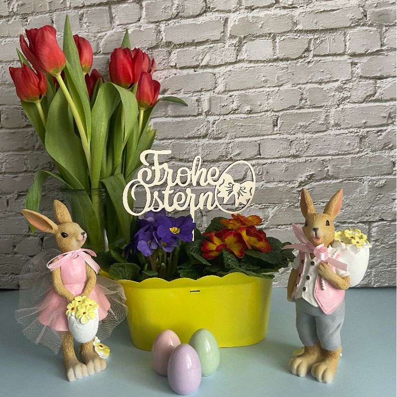 CAKE TOPPER Frohe Ostern Ei aus Holz - FOTOFOL