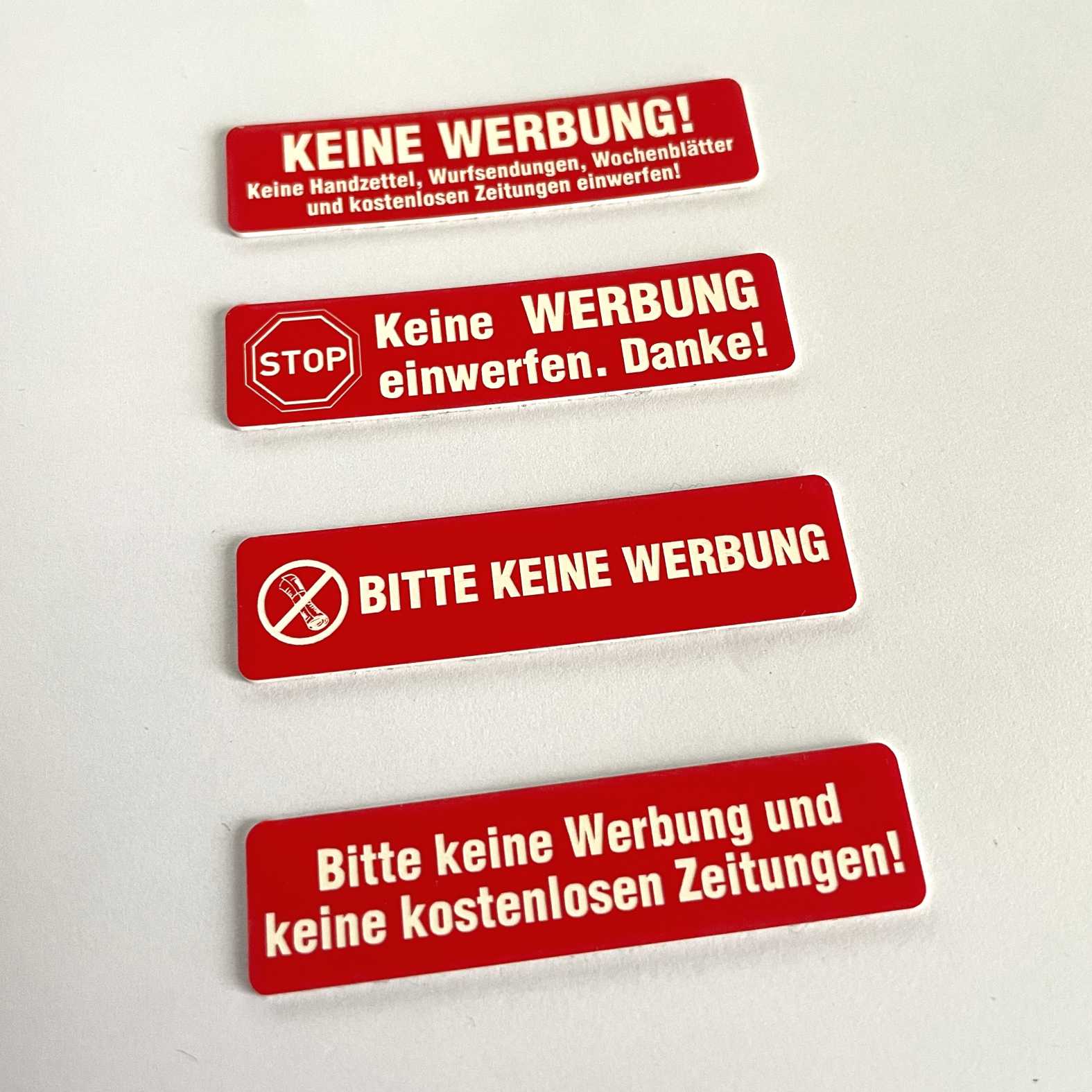 2x Bitte keine Werbung Briefkastenschild selbstklebend - Schild mit Gravur für Briefkasten - FOTOFOL