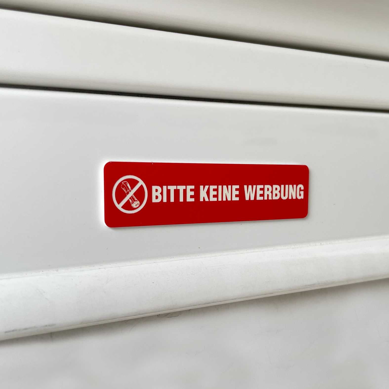 2x Bitte keine Werbung Briefkastenschild selbstklebend - Schild mit Gravur für Briefkasten - FOTOFOL