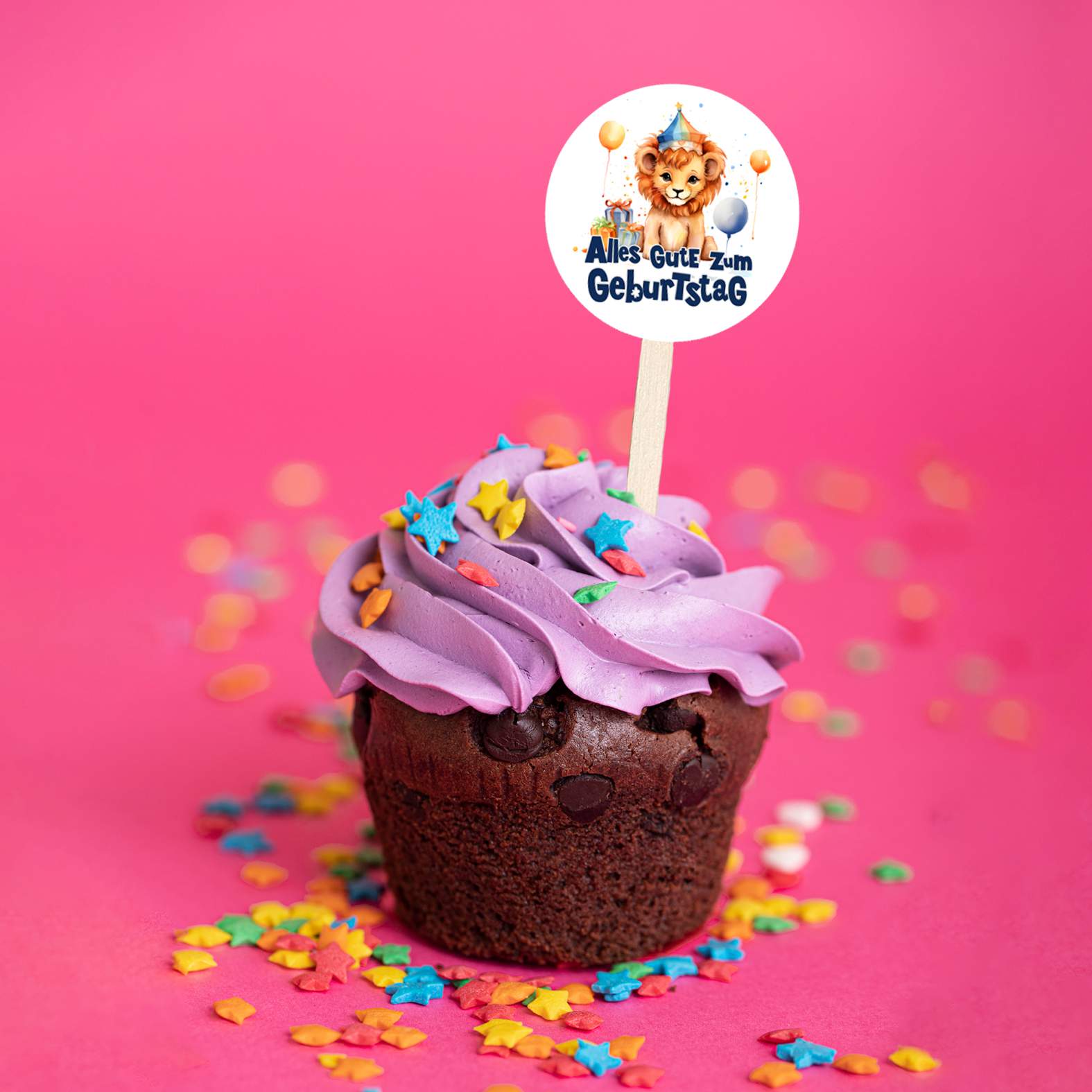 Cupcake Stecker 12er Set aus Holz mit Aufklebern - FOTOFOL