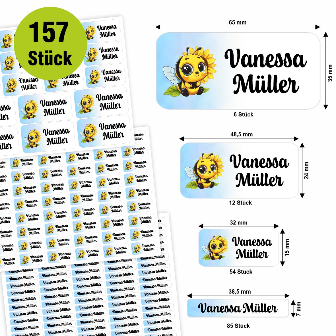 Namensaufkleber - personalisierte Aufkleber mit Wunschname für Stifte und alle Schulsachen - FOTOFOL
