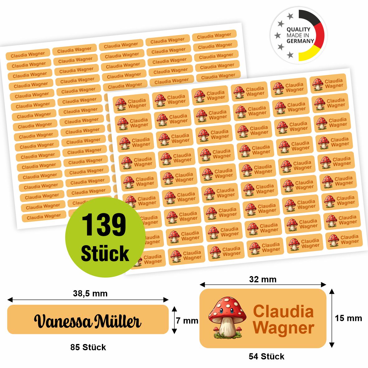 Namensaufkleber - personalisierte Aufkleber mit Wunschname für Stifte und alle Schulsachen - FOTOFOL