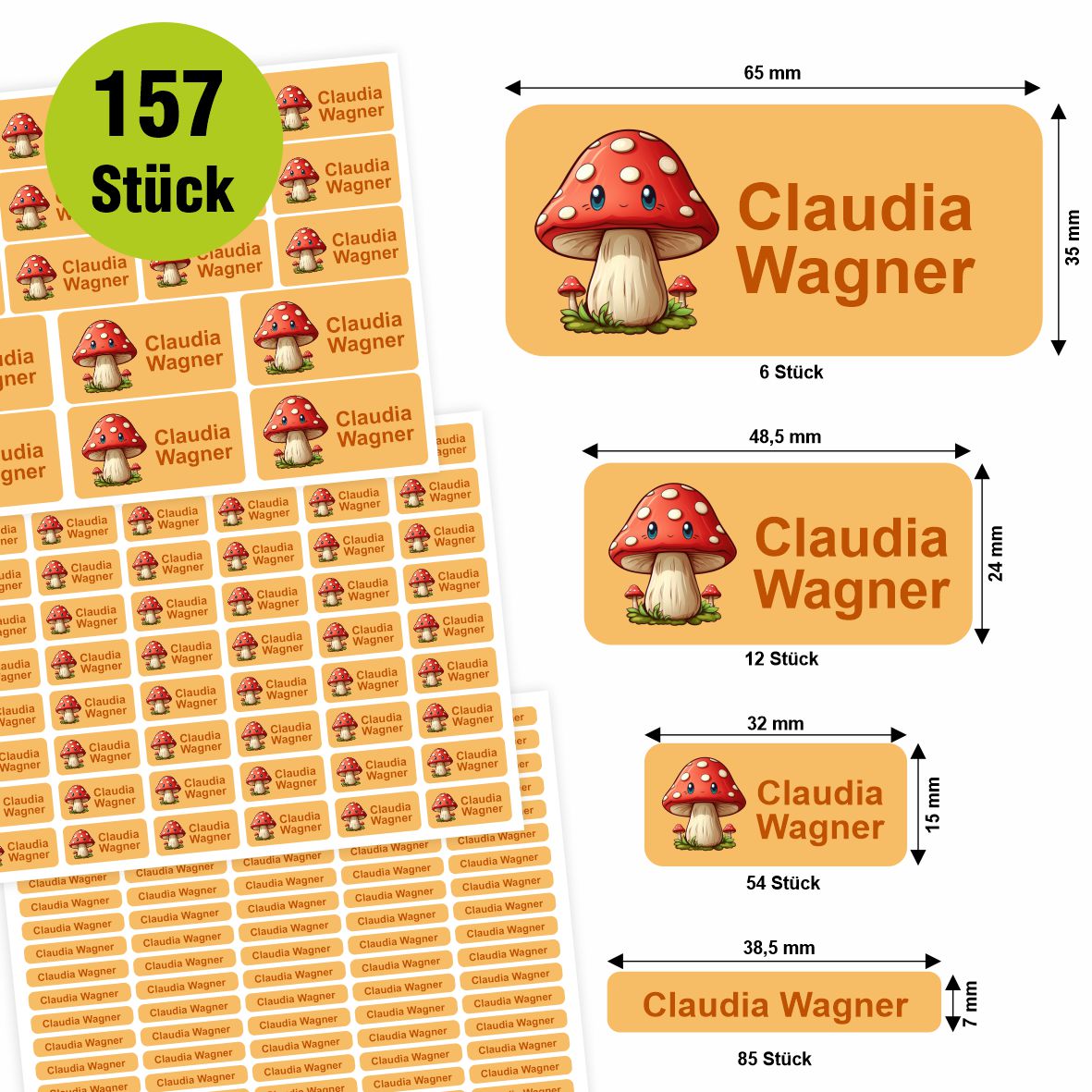 Namensaufkleber - personalisierte Aufkleber mit Wunschname für Stifte und alle Schulsachen - FOTOFOL