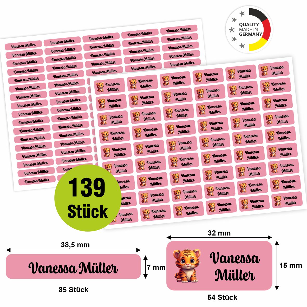 Namensaufkleber - personalisierte Aufkleber mit Wunschname für Stifte und alle Schulsachen - FOTOFOL