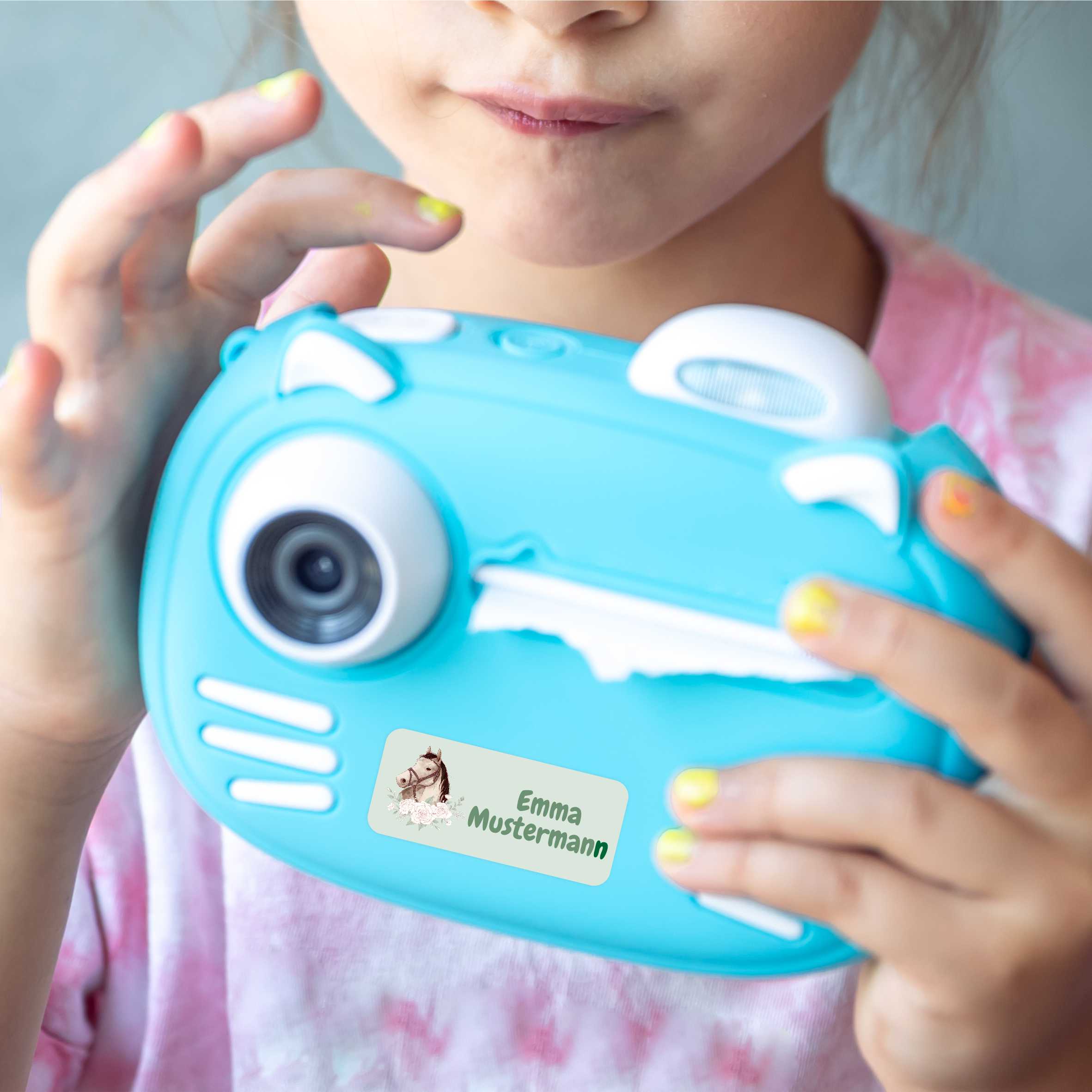 Namensaufkleber Set - personalisiert mit Wunschname für Stifte und alle Schulsachen - Pferde - FOTOFOL