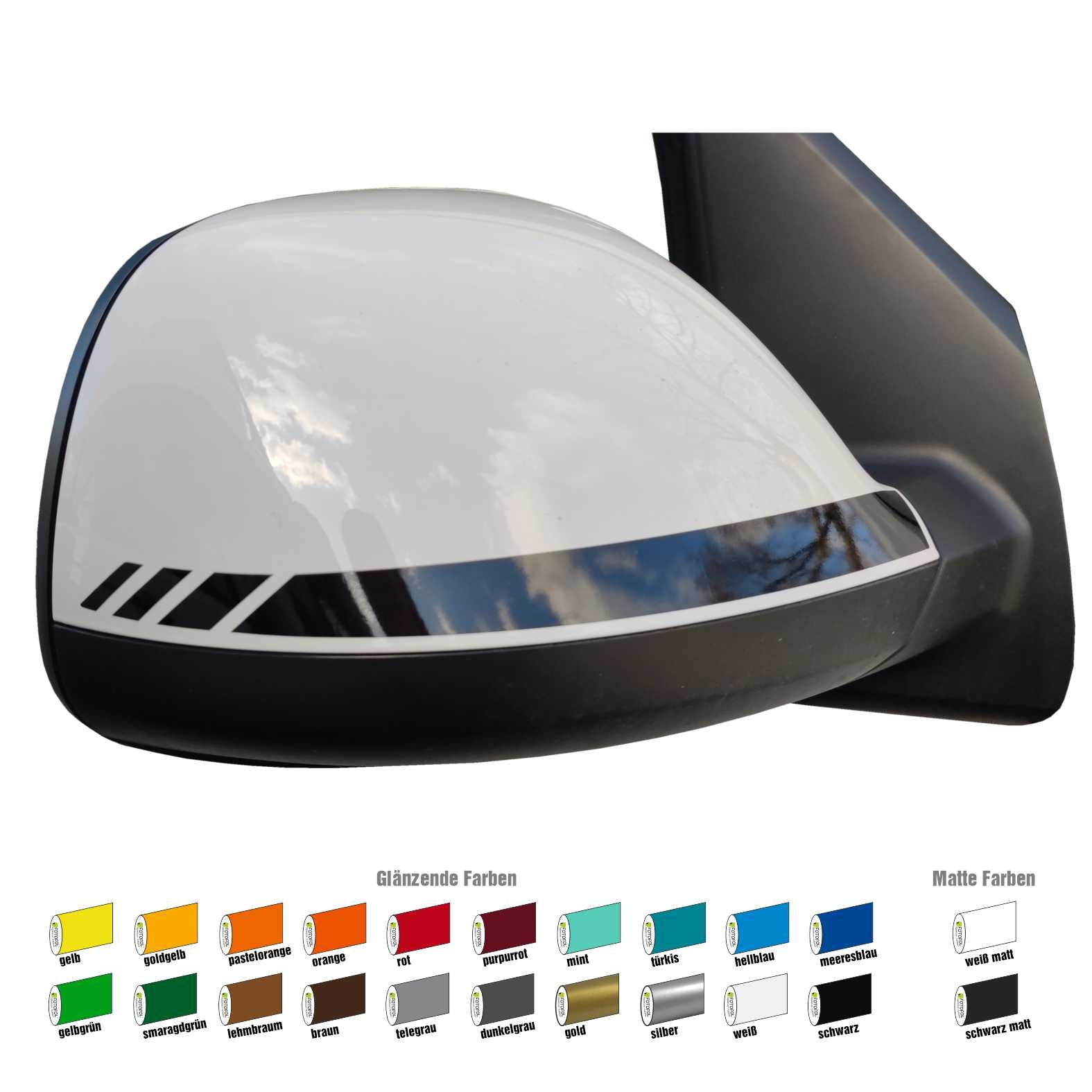 Spiegelstreifen Aufkleber Set passend für VW T6.1 - Spiegelgehäuse Tuning Sticker - FOTOFOL