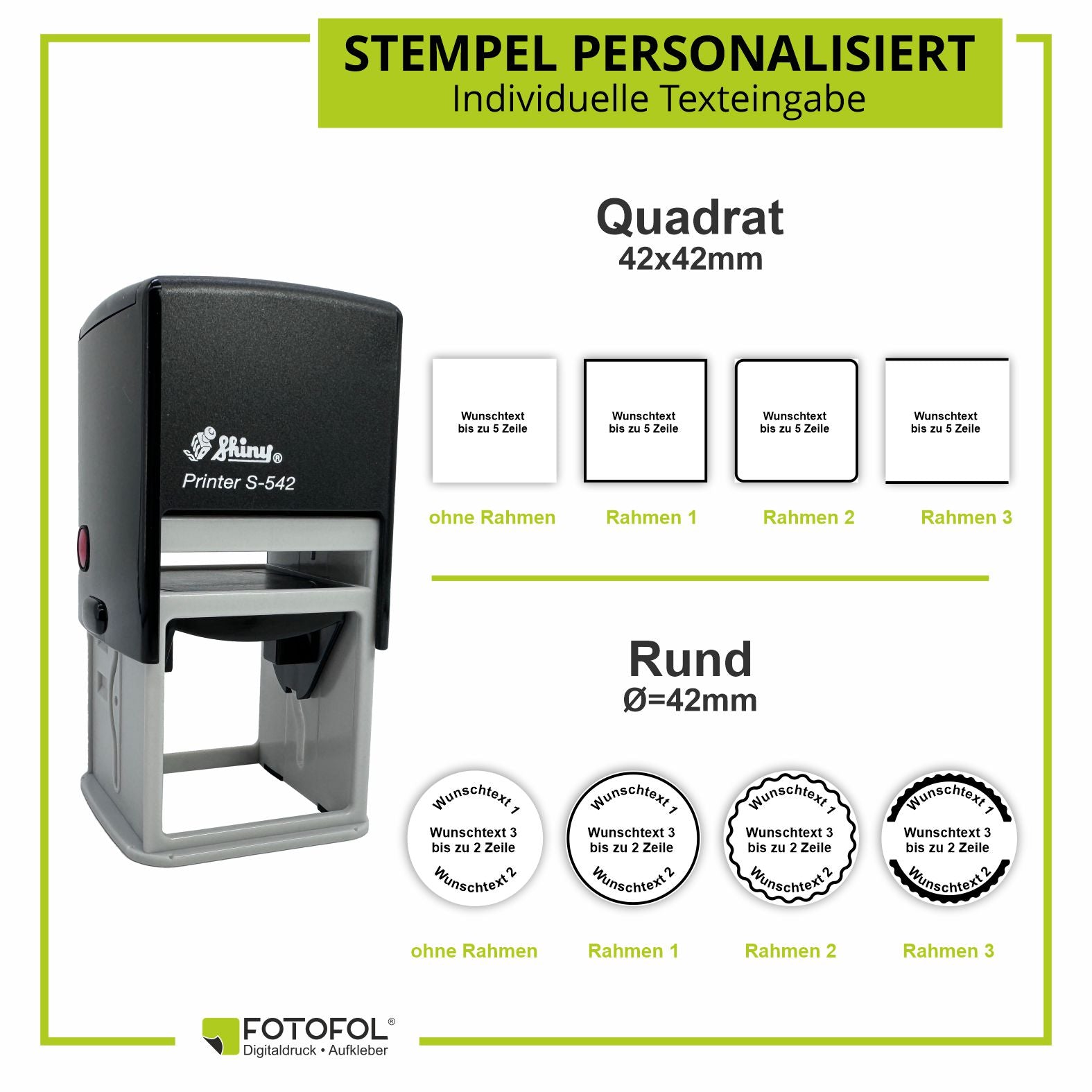 Personalisierter Stempel 42x42mm - FOTOFOL
