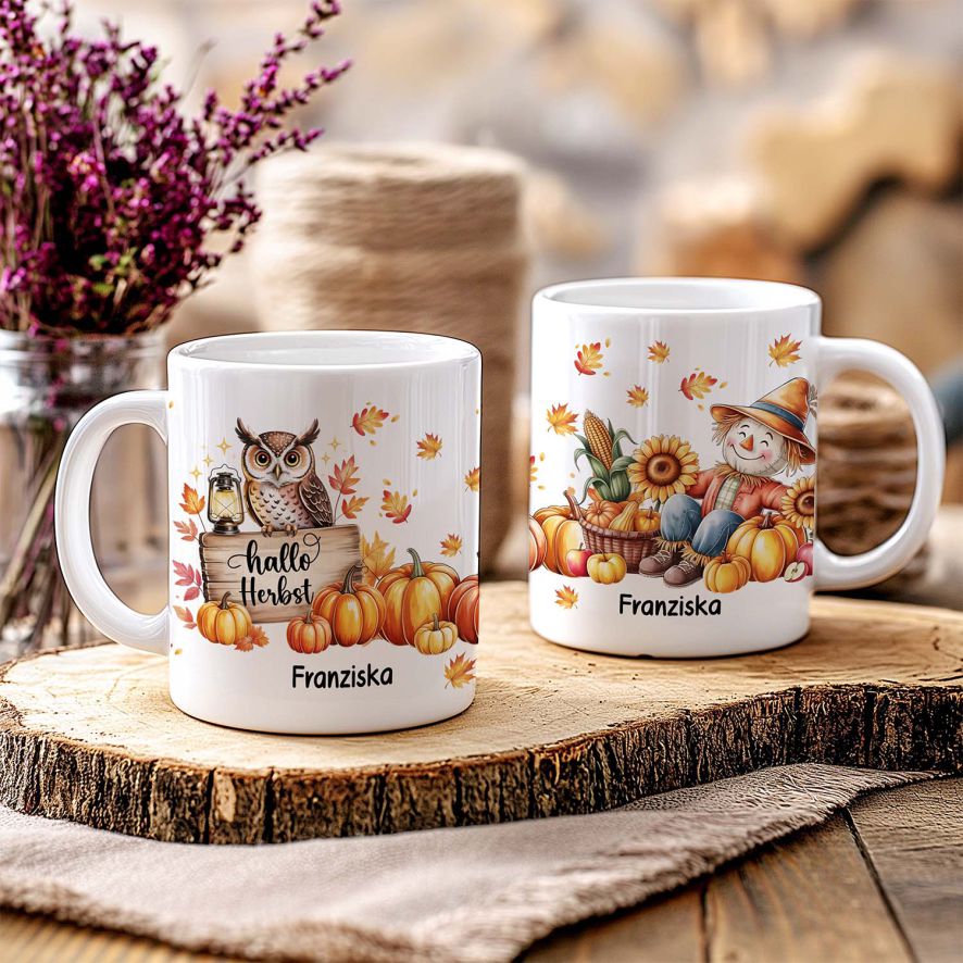 Fotofol - Personalisierte Tassen für den Herbst: Gestalten Sie Ihre Tasse mit Namen und bringen Sie Gemütlichkeit in jeden Morgen! Ideal als Geschenk.
