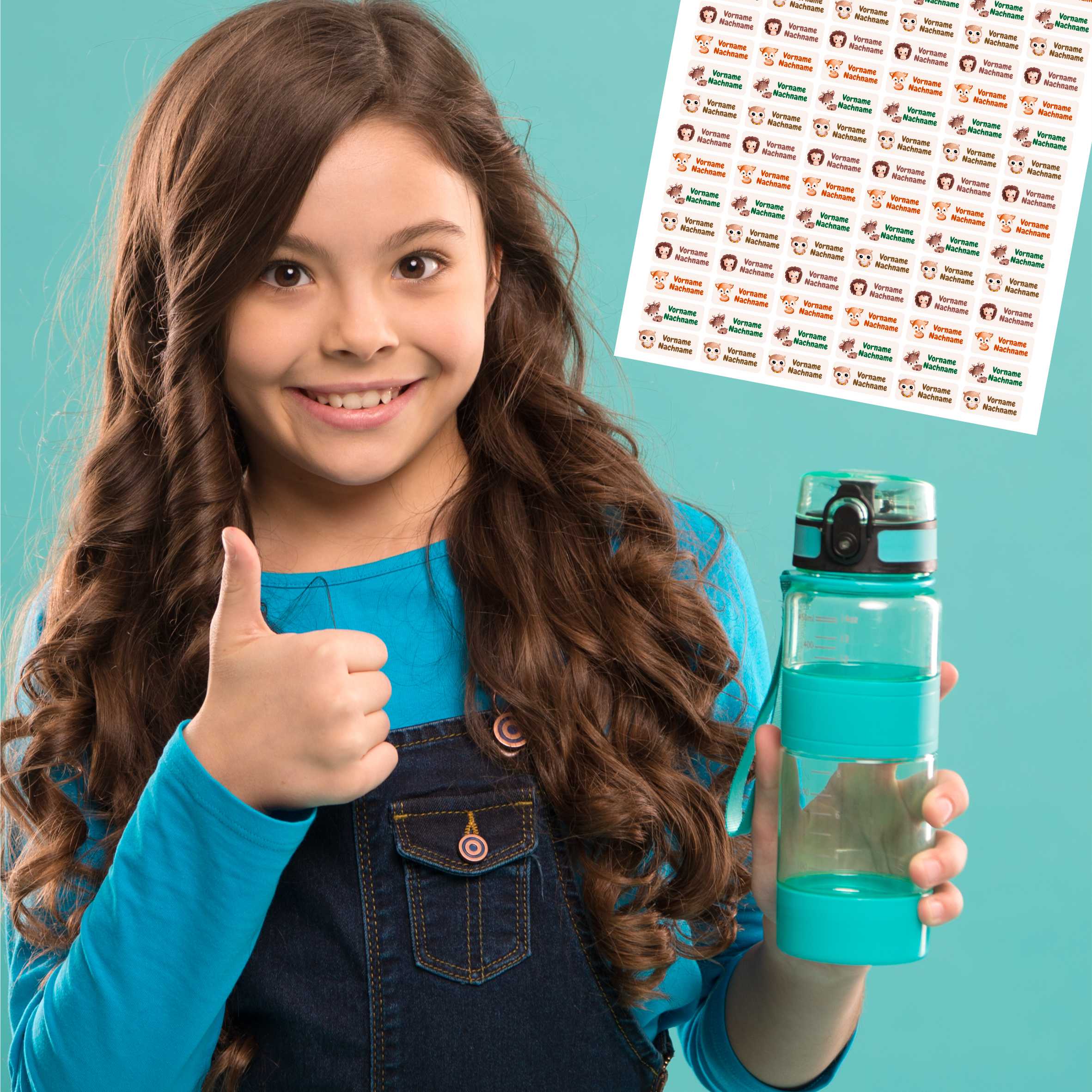 Namensaufkleber Set - personalisiert mit Wunschname für Stifte und alle Schulsachen - Tiere - FOTOFOL