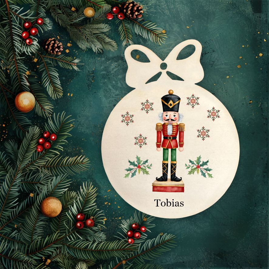 Personalisierte bunte Holz-Weihnachtskugeln - Nussknacker - FOTOFOL