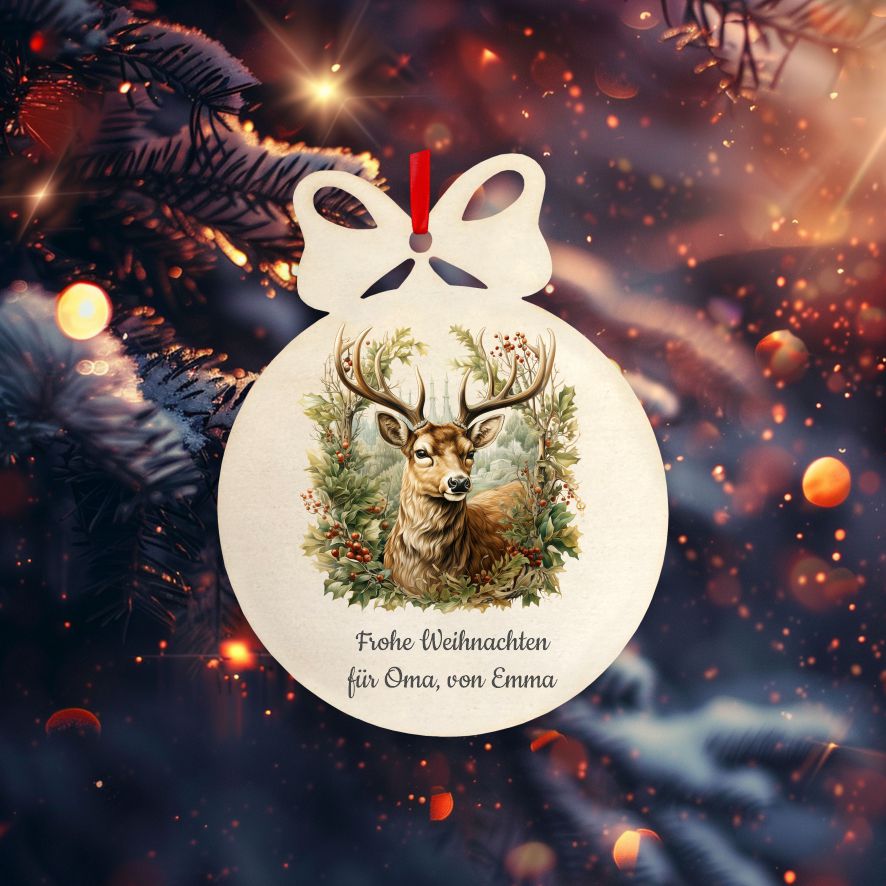 Personalisierte bunte Holz-Weihnachtskugeln - Wald - FOTOFOL