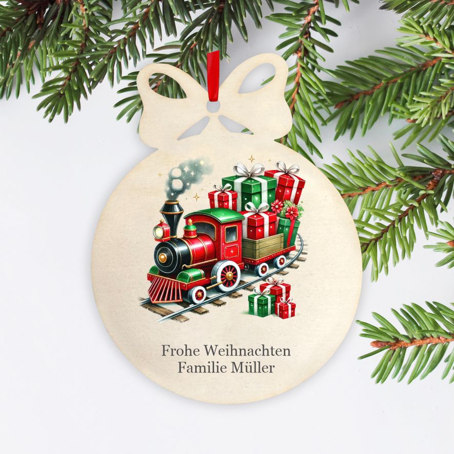 Personalisierte bunte Holz-Weihnachtskugeln -Zug - FOTOFOL